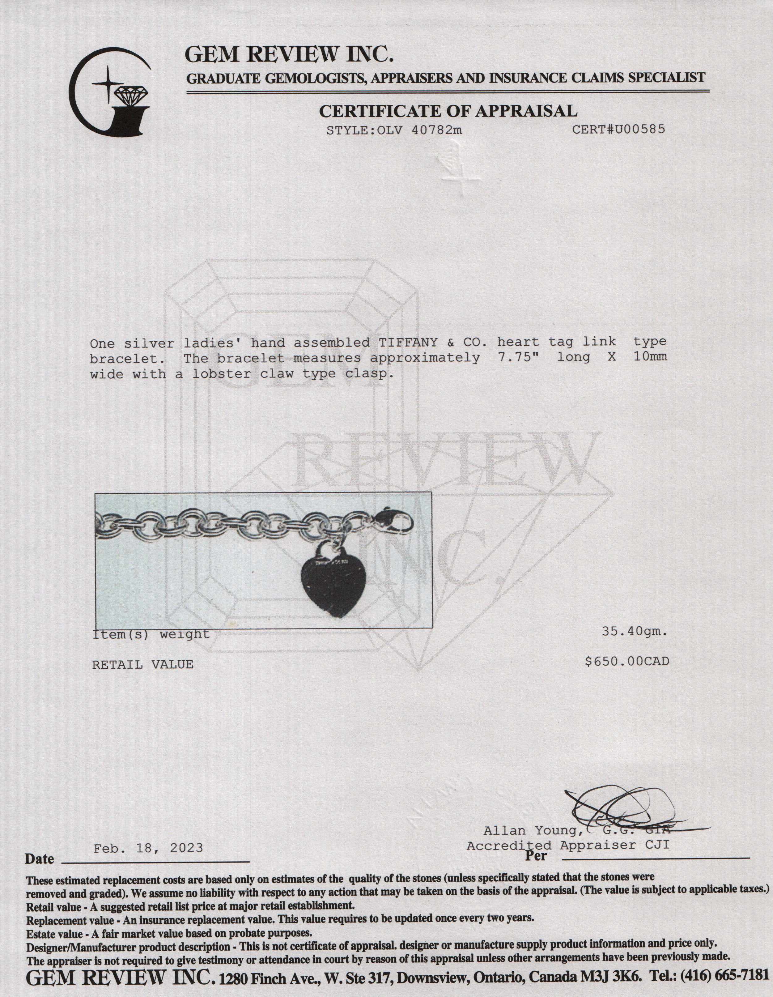 Tiffany & Co. Heart Tag Charm Bracelet