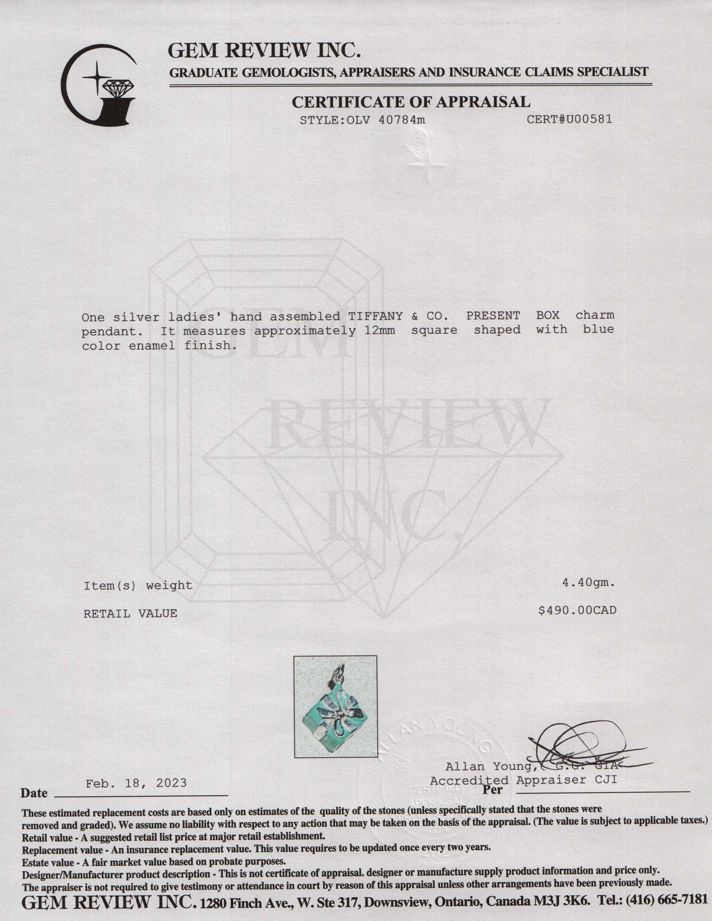 Tiffany & Co. Blue Present Box Charm