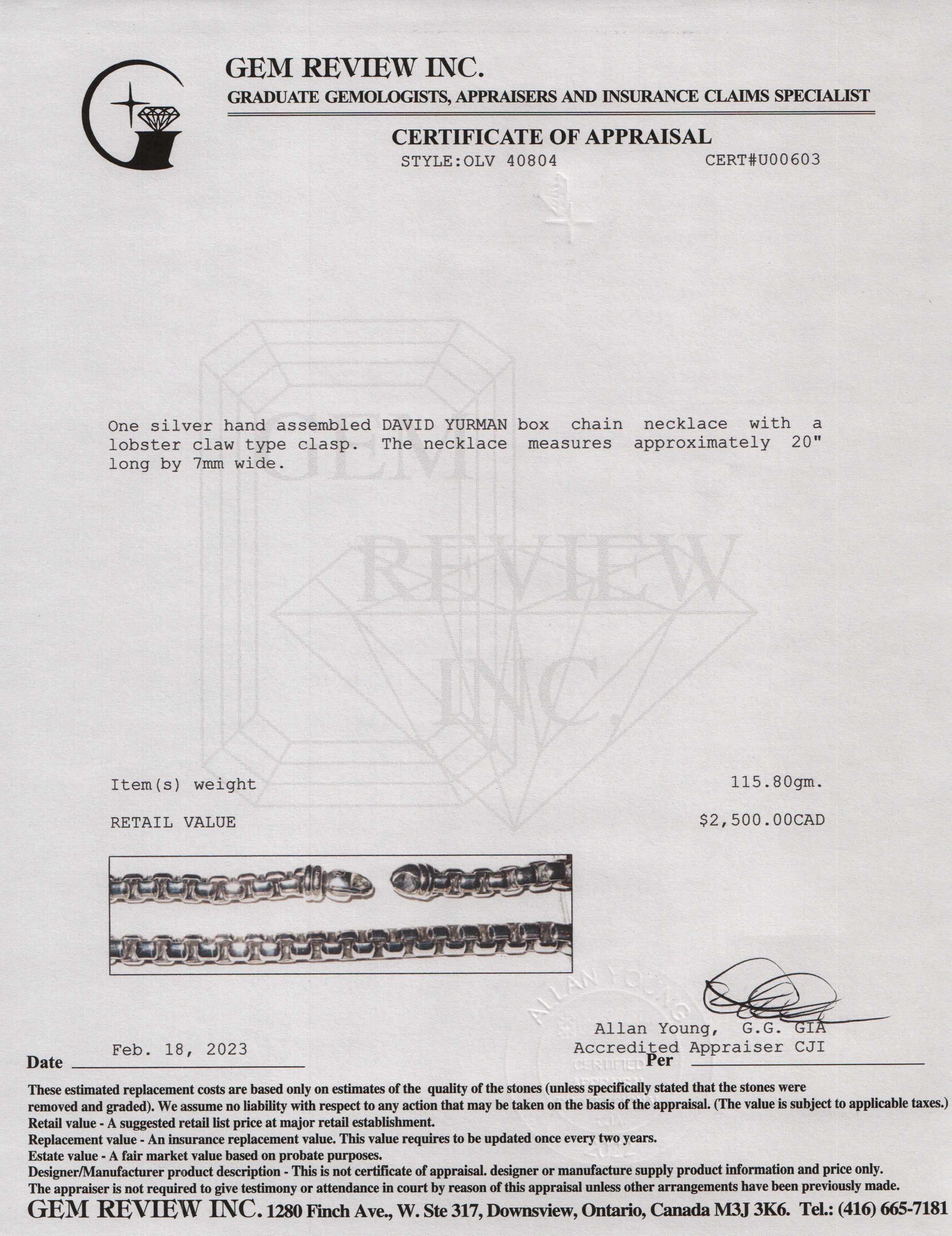 David Yurman 7 mm Box Chain Necklace