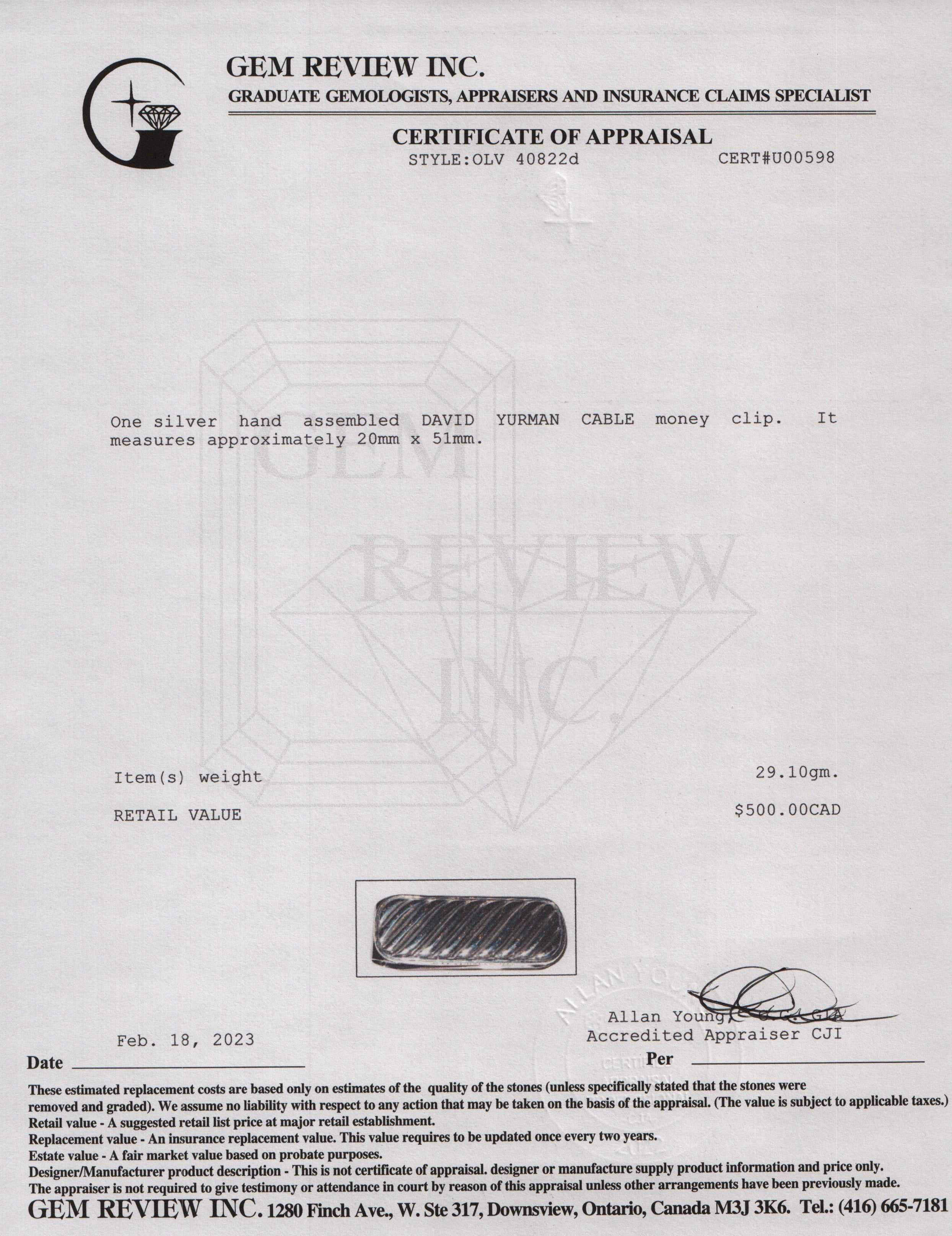 David Yurman Cable Money Clip