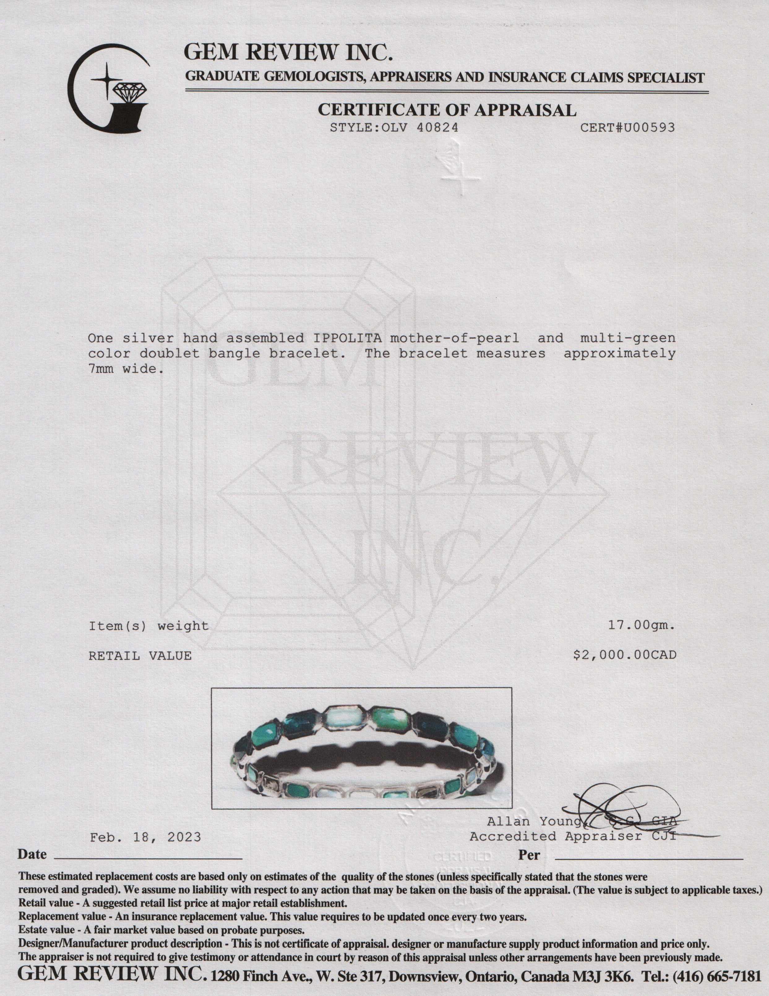 Ippolita Mother of Pearl and Multi-Stone Doublet Bangle