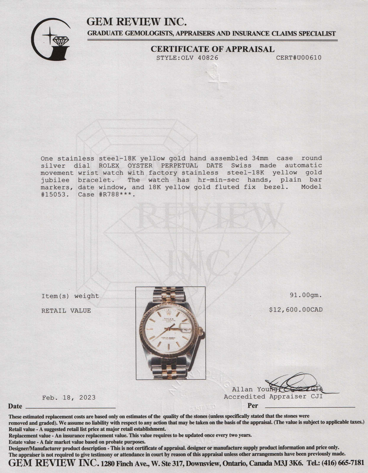 Rolex Two-Tone Oyster Perpetual Date 34 mm Watch