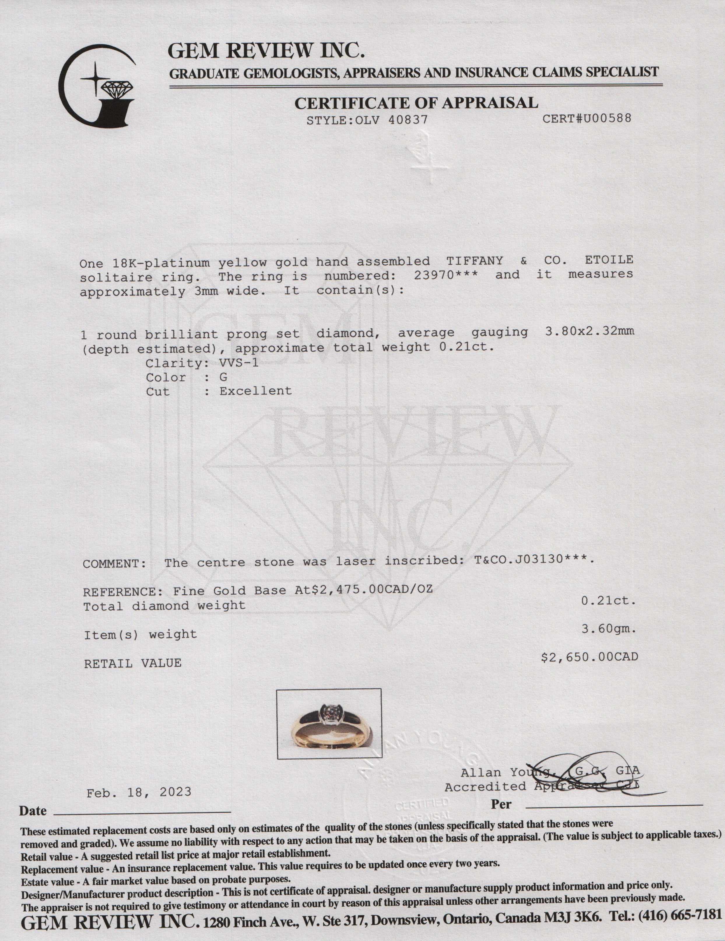 Tiffany & Co. 18k Yellow Gold-Platinum Etoile Diamond Engagement Ring