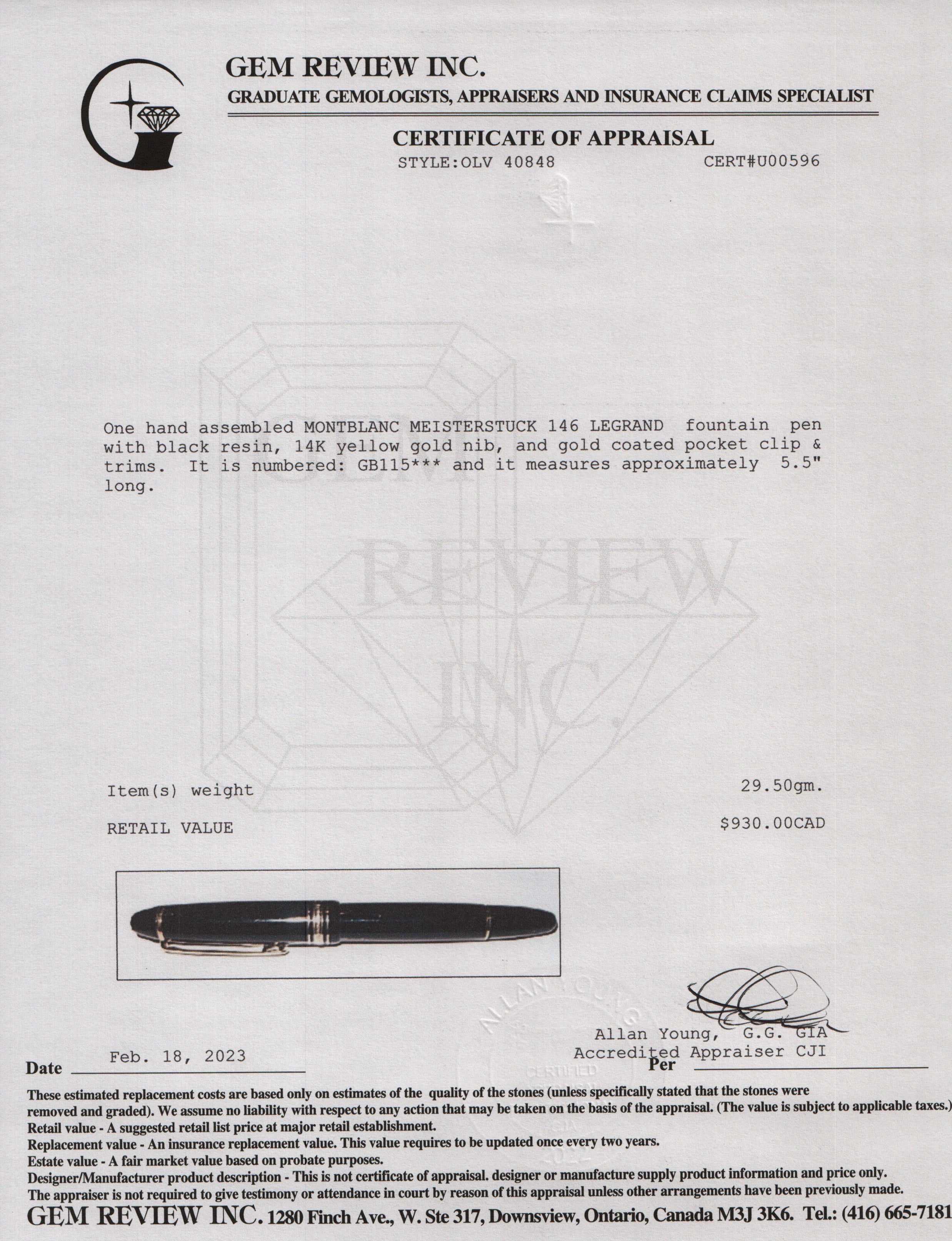 Montblanc Gold-Coated Meisterstuck LeGrand 146 Fountain Pen w/ Box