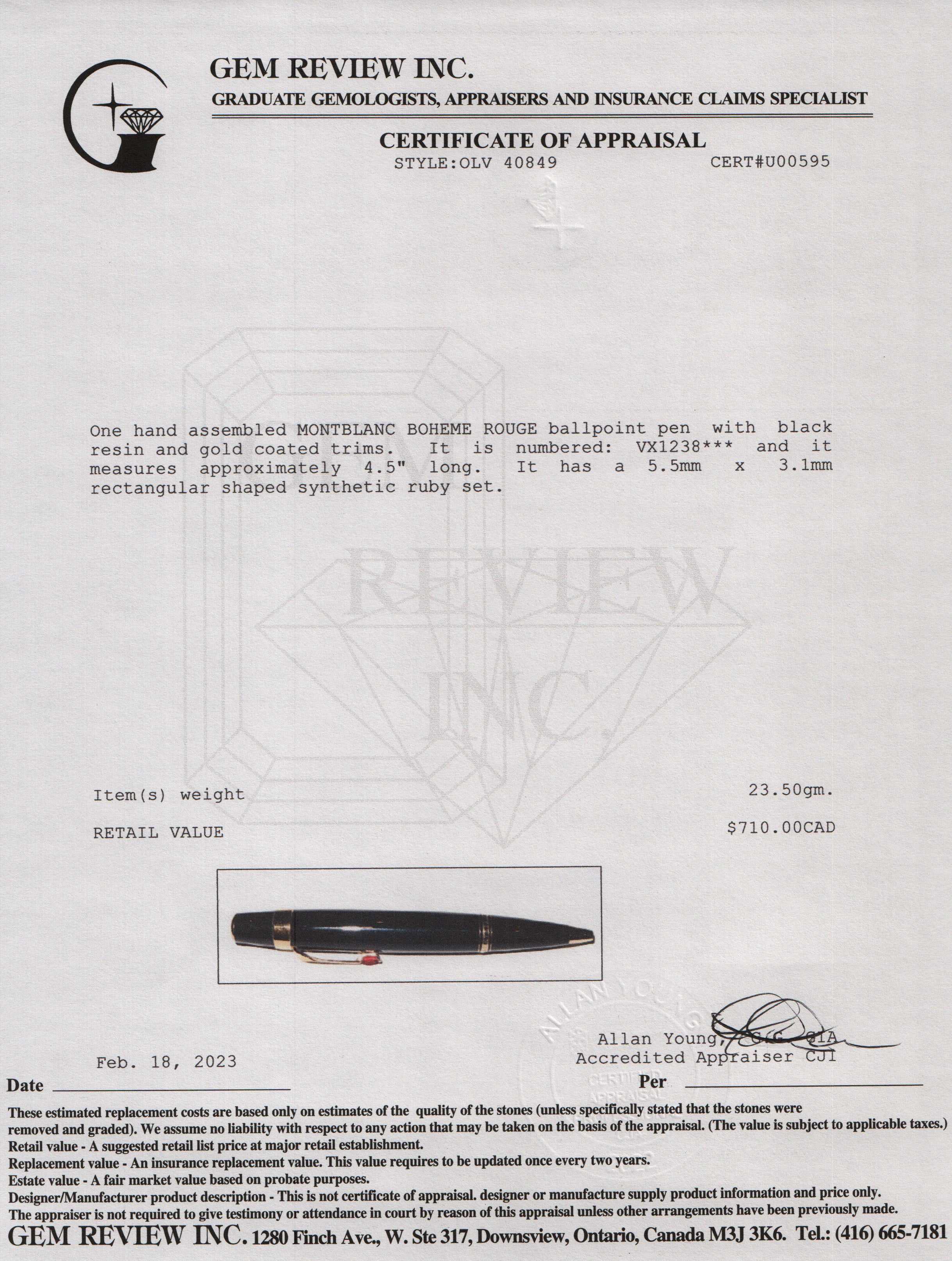 Montblanc Boheme Rouge Ballpoint Pen w/ Leather Zip Case