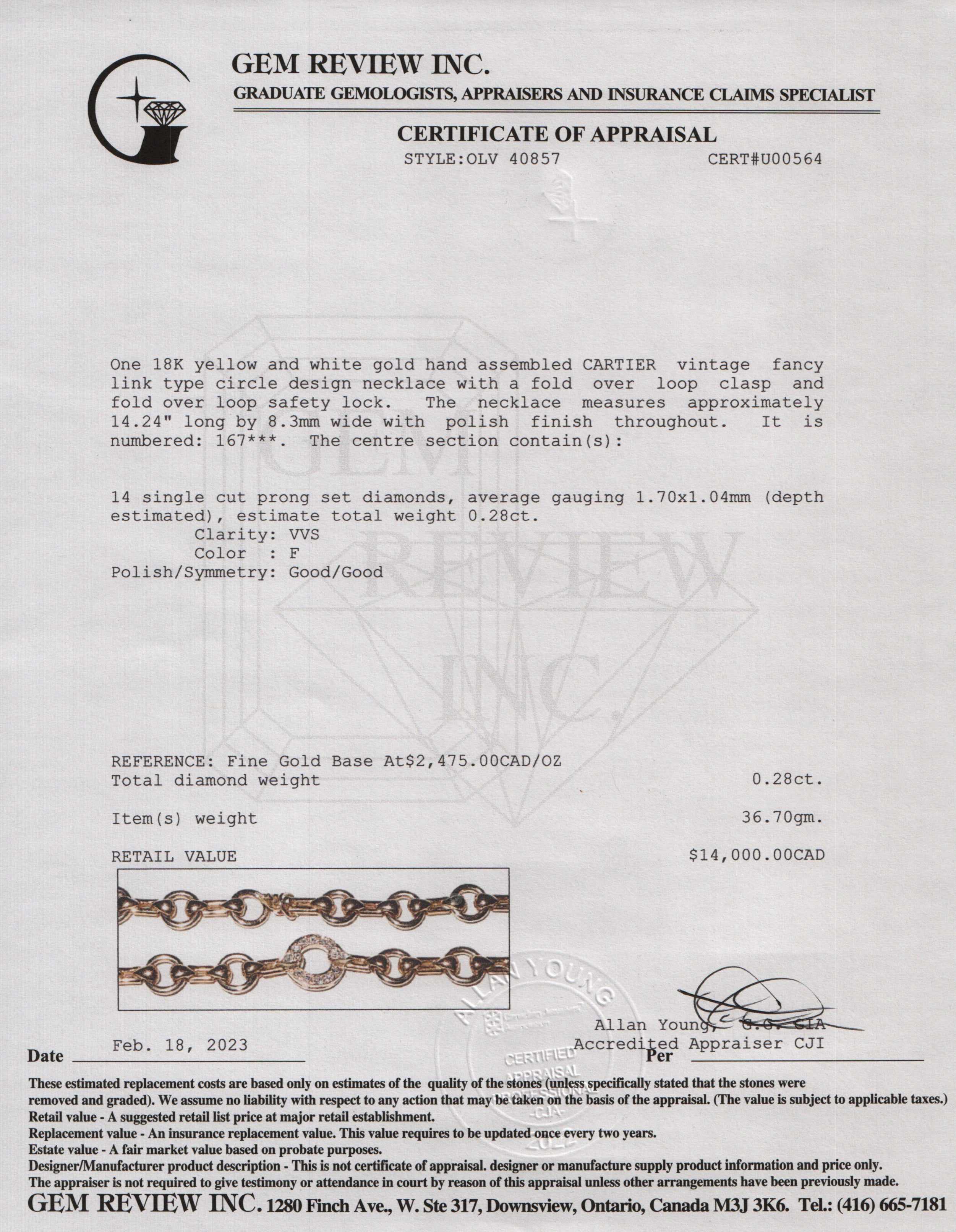 Cartier Vintage 18k Yellow Gold Diamond Circle Link Choker Necklace