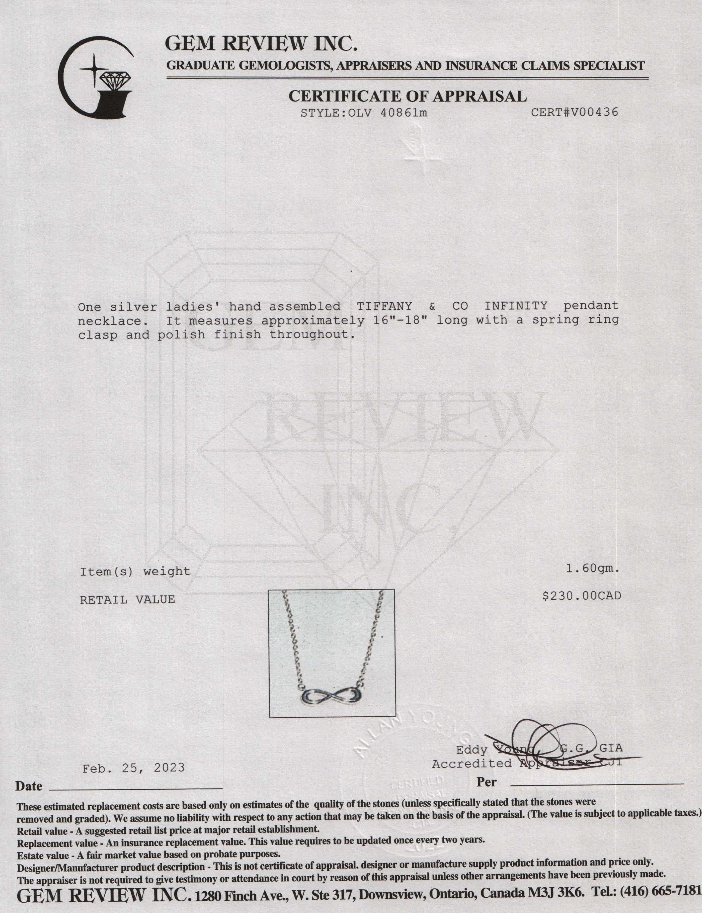 Tiffany & Co. Mini Infinity Pendant Necklace