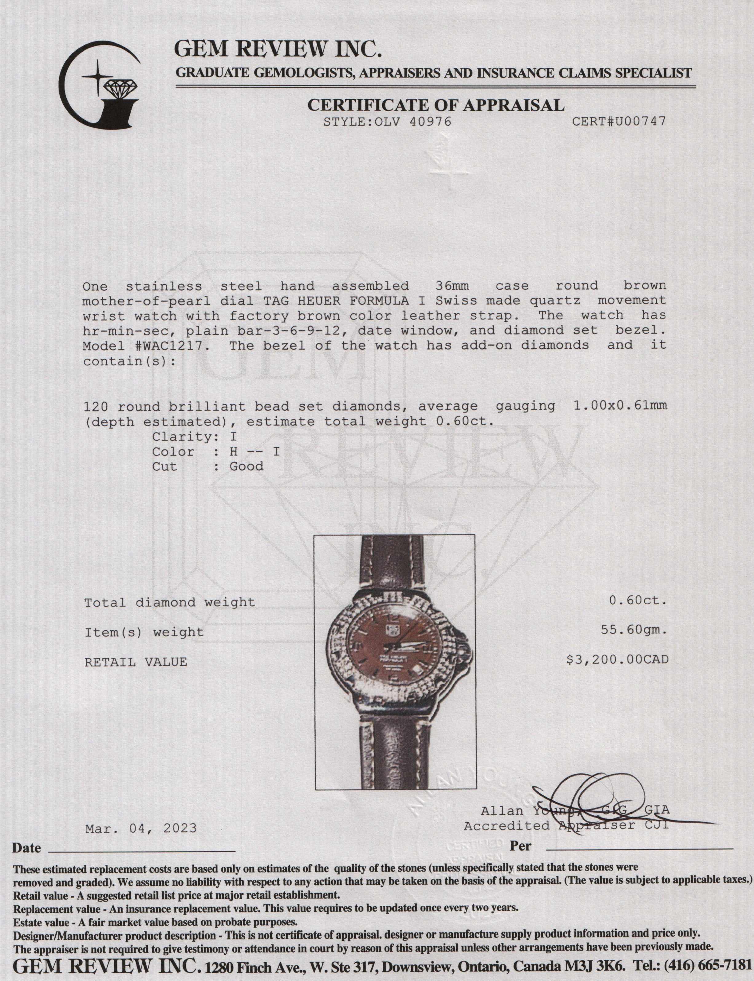 Tag Heuer Formula 1 Diamond Watch