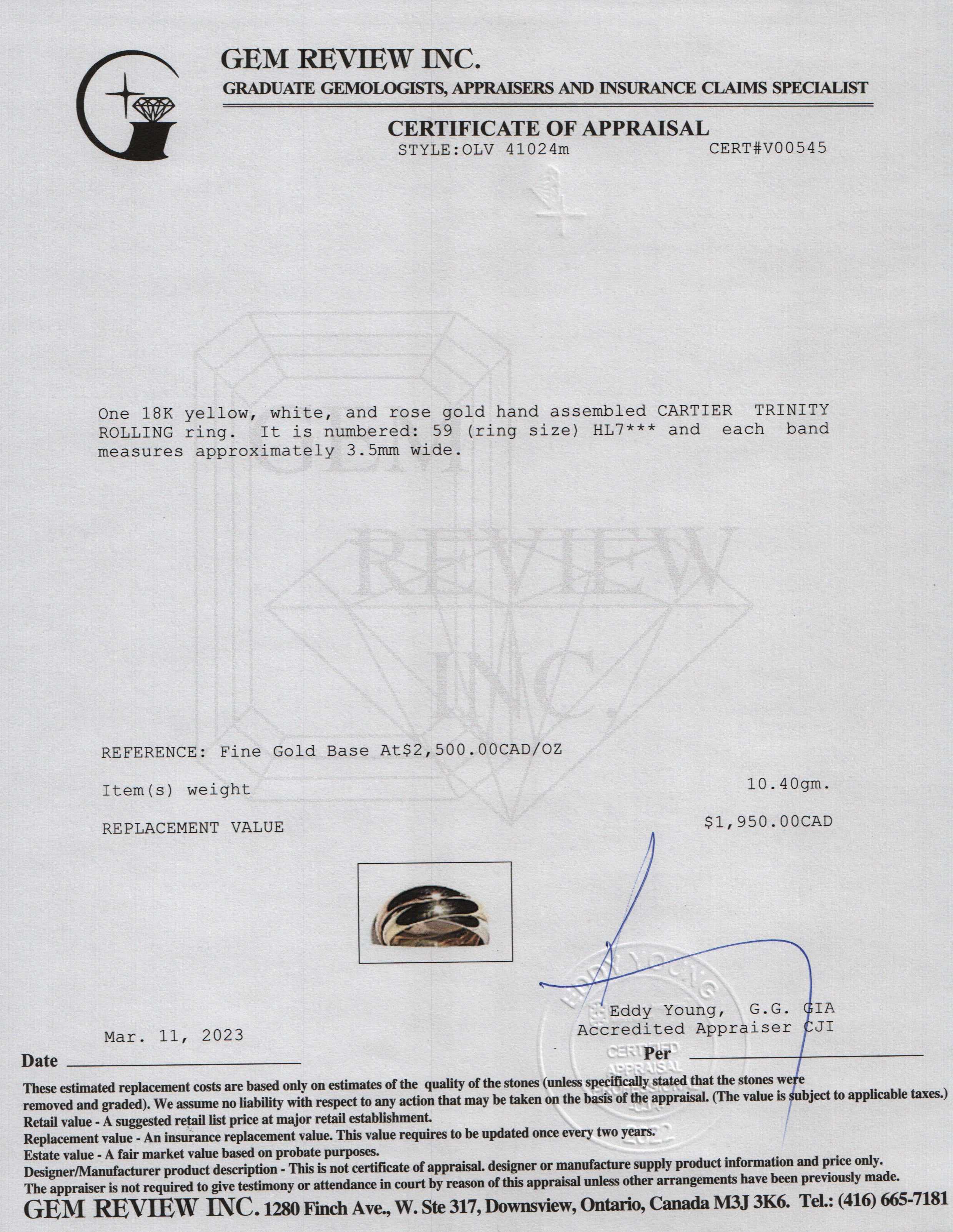 Cartier Trinity Rolling Ring