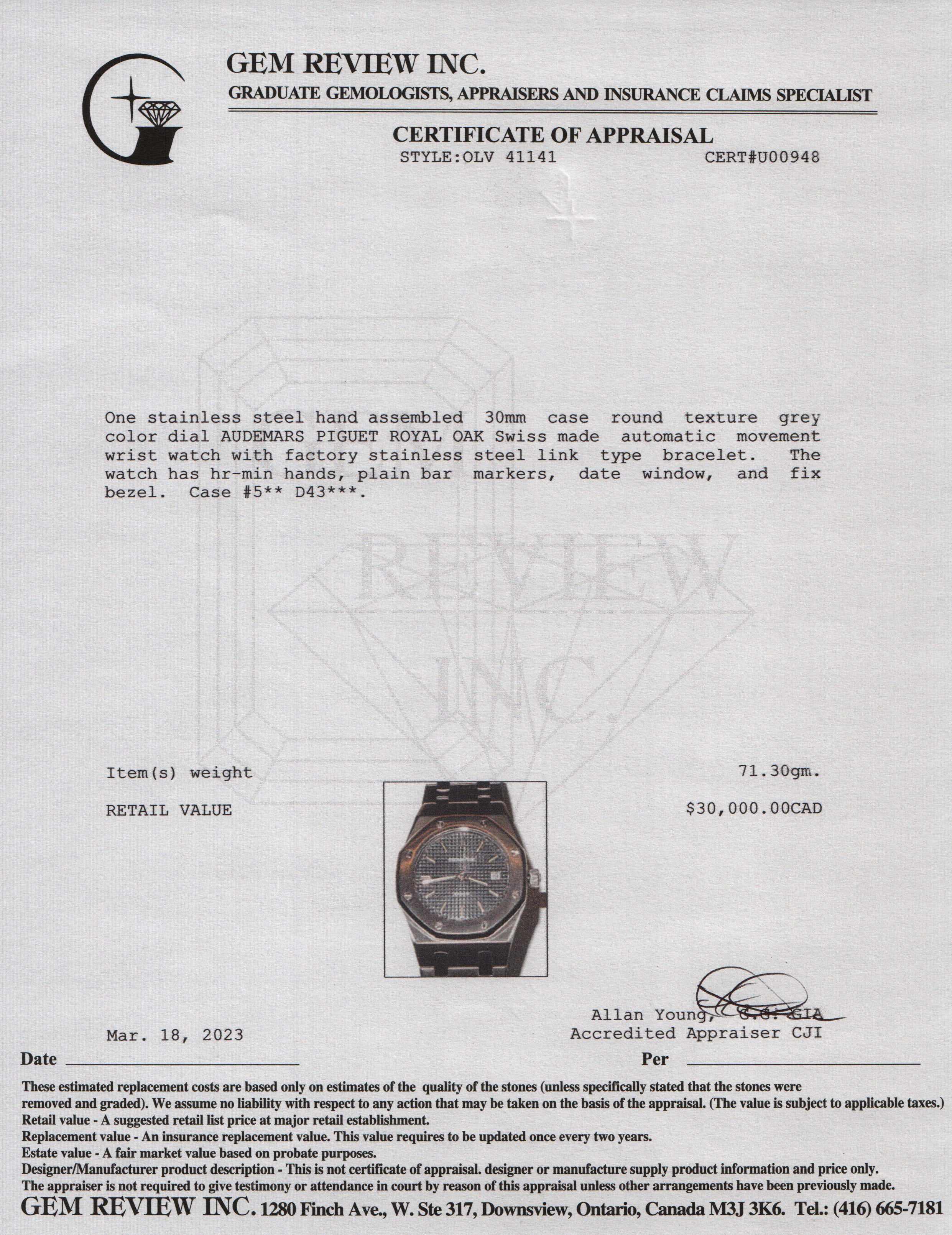 Audemars Piguet Royal Oak 30mm Automatic Watch