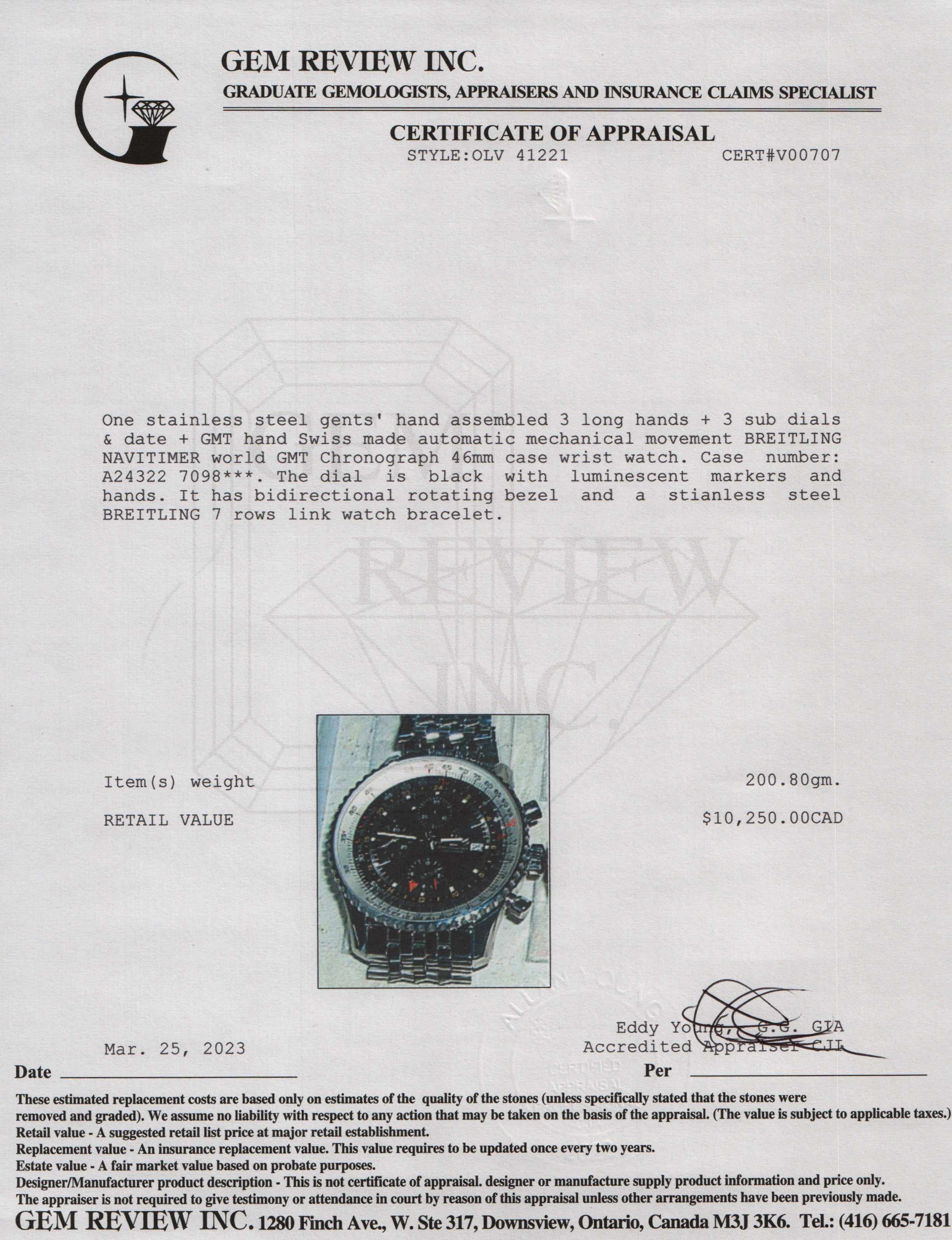 Breitling Navitimer World GMT 46 Watch w/ Box & Papers