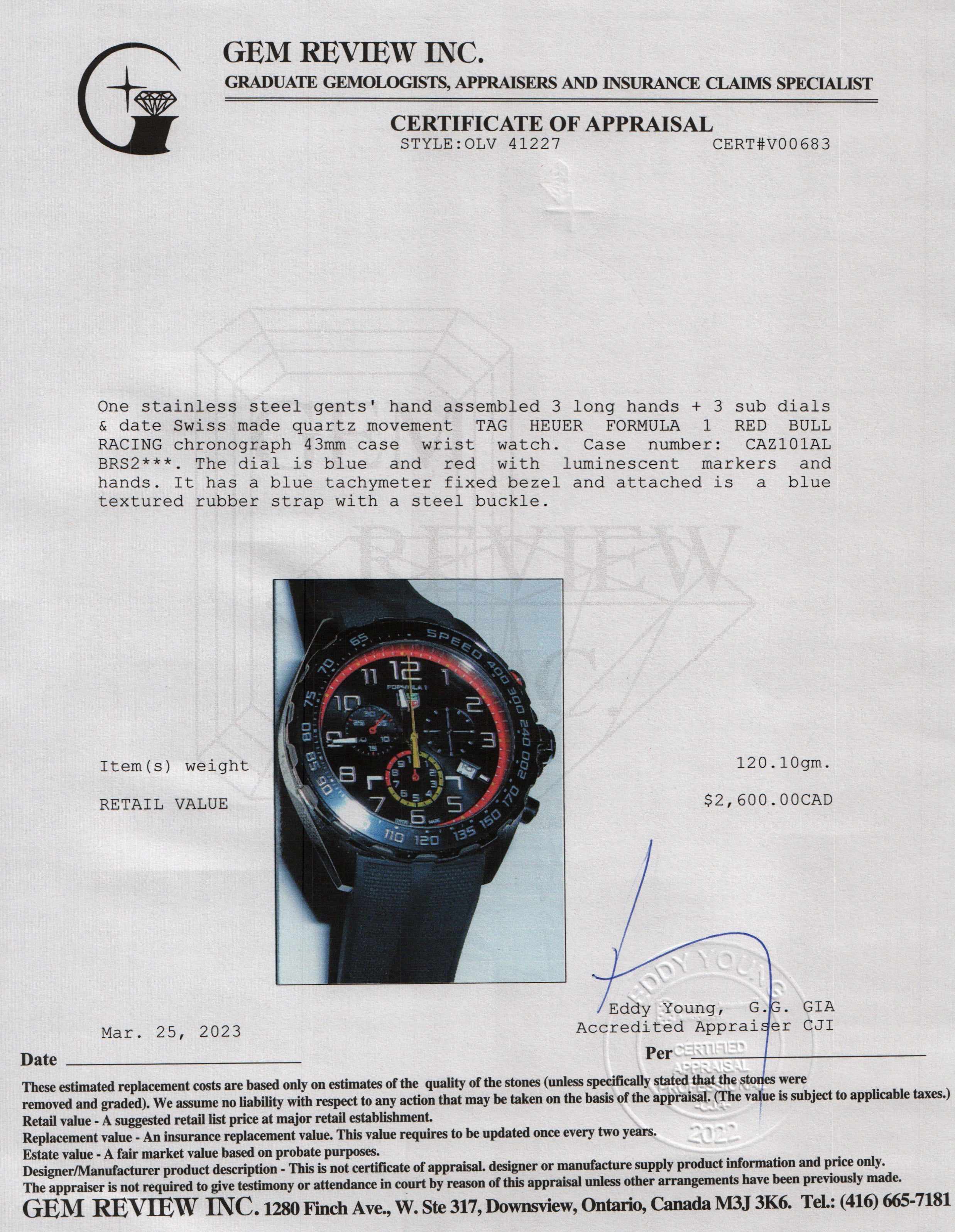 Tag Heuer Formula 1 x Red Bull Racing Chronograph Watch w/ Box & Papers