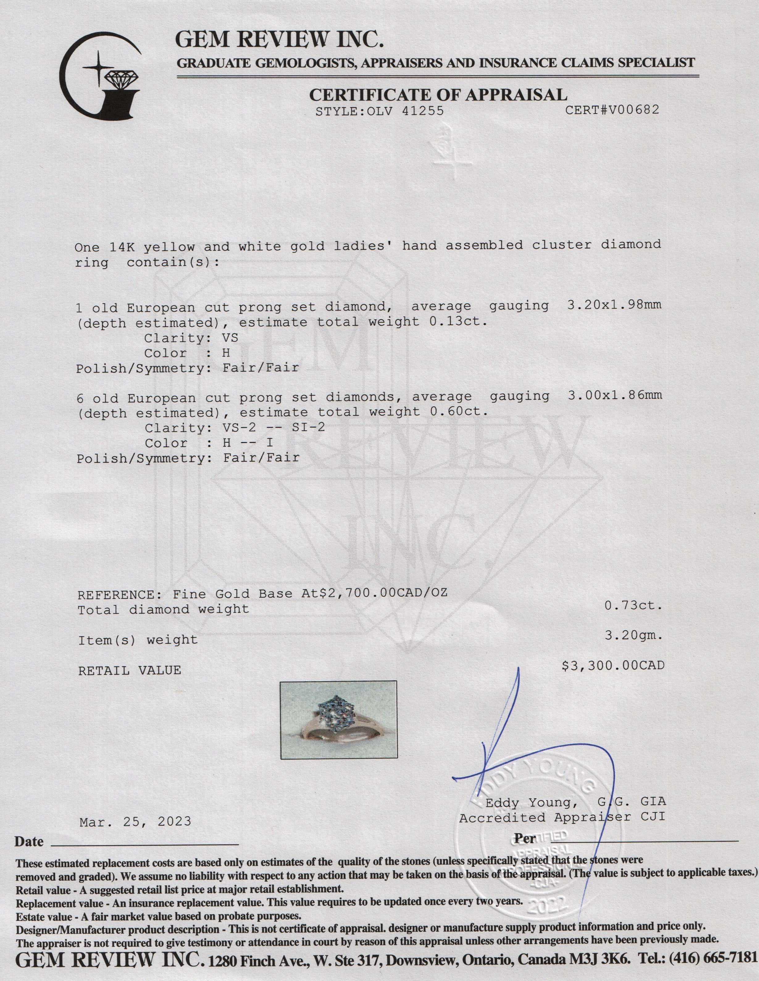 Antique 14k Yellow Gold Diamond Cluster Ring