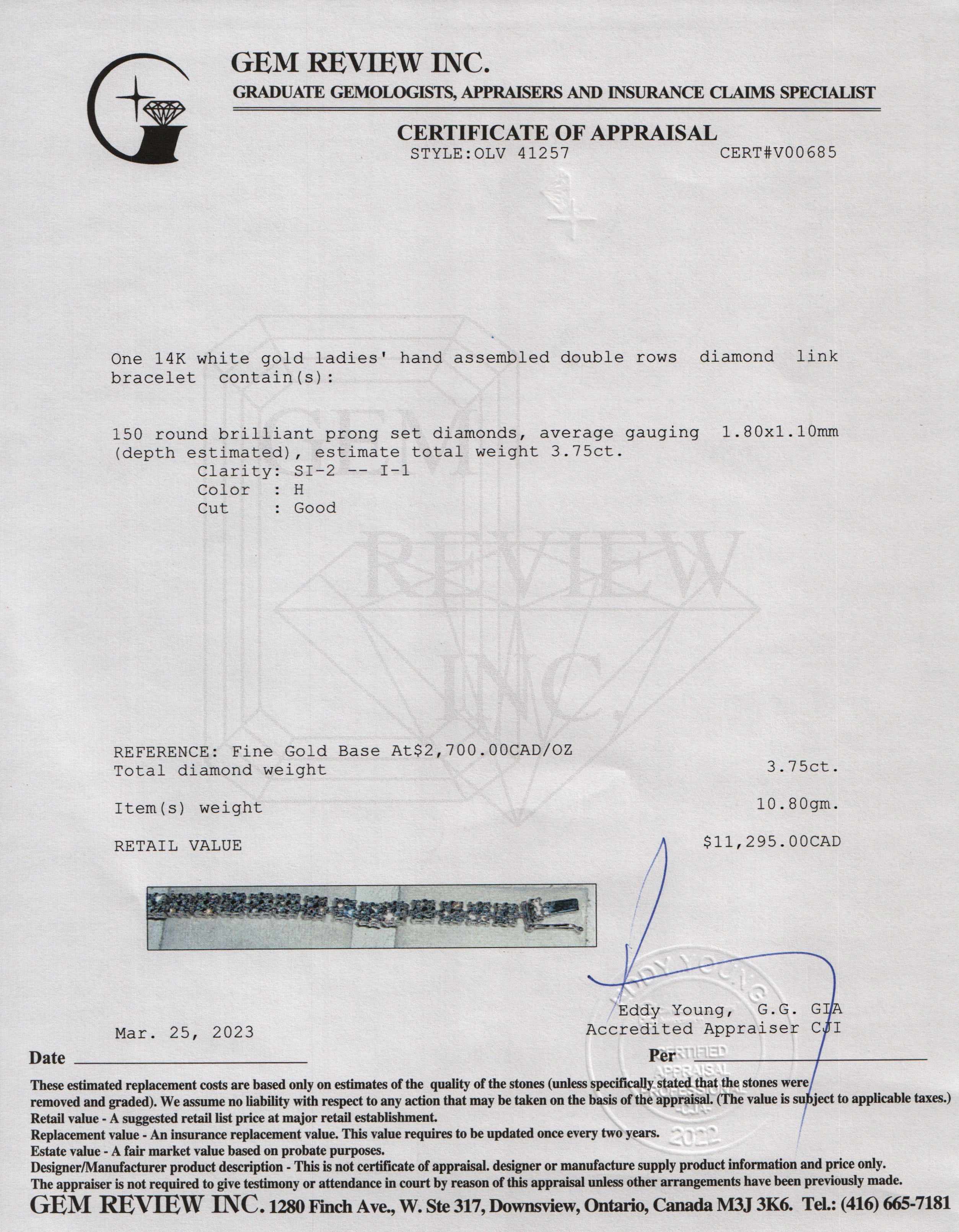 14k White Gold Diamond Cluster Link Bracelet