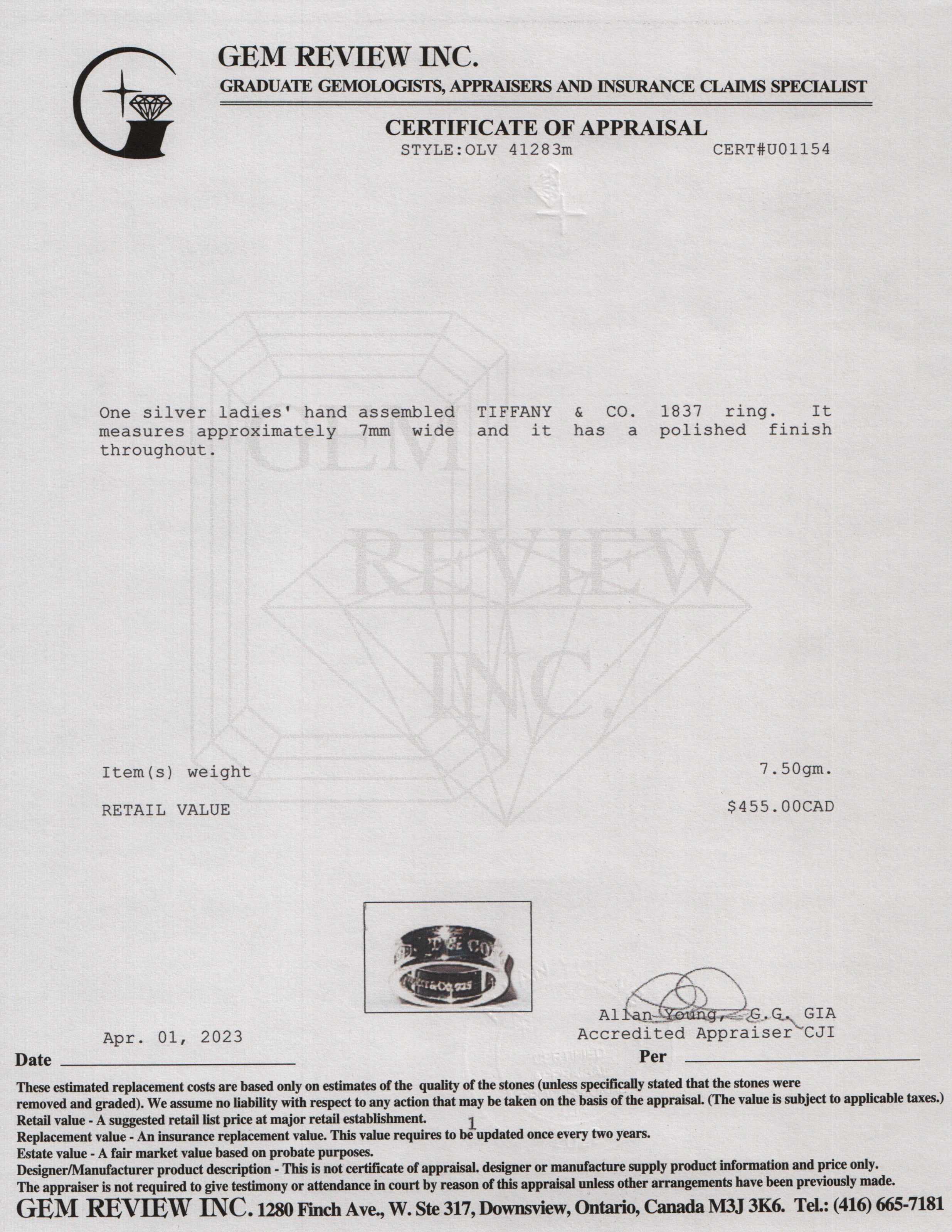 Tiffany & Co. 1837 Ring