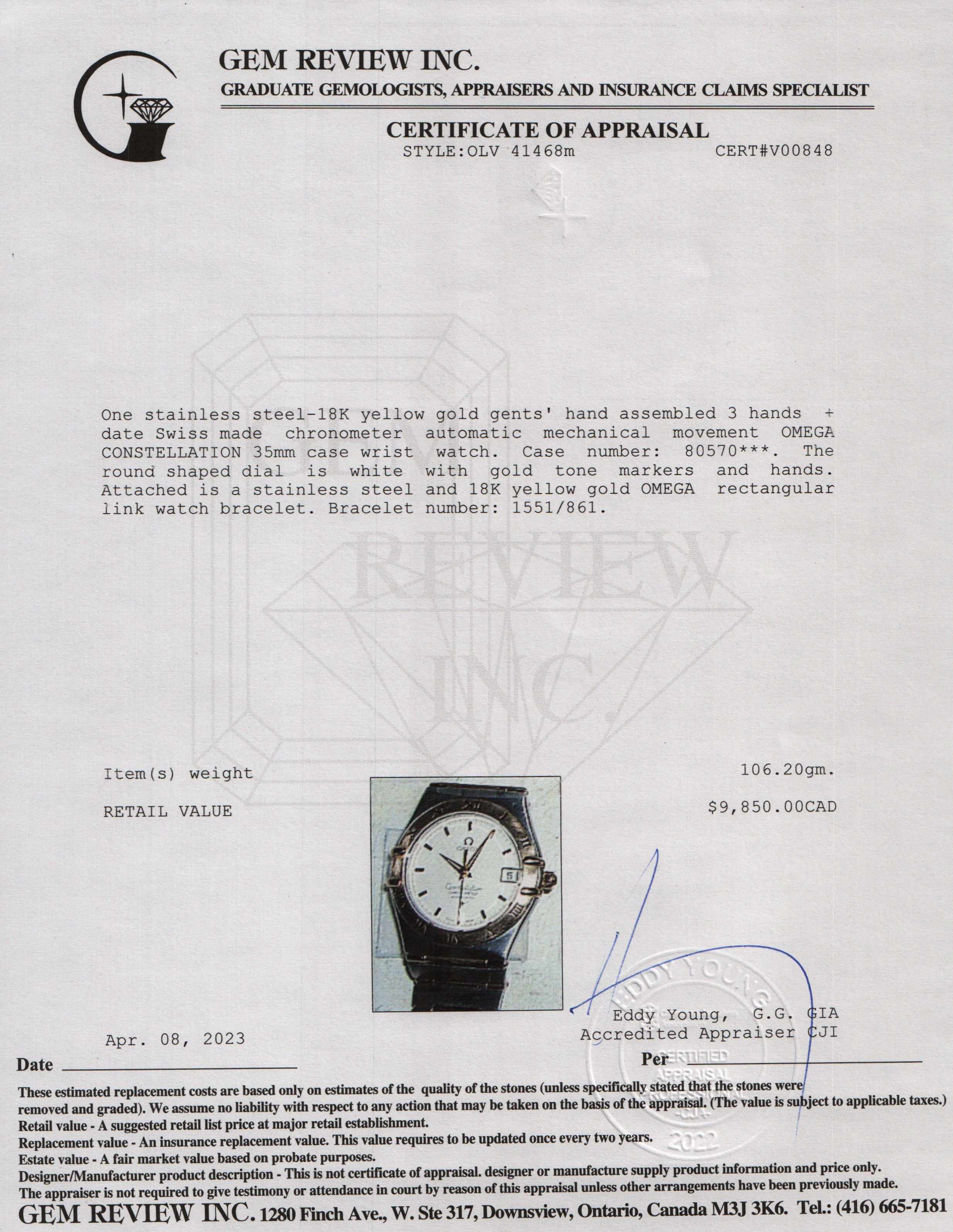 Omega Two-Tone Constellation Chronometer 35 mm Automatic Watch