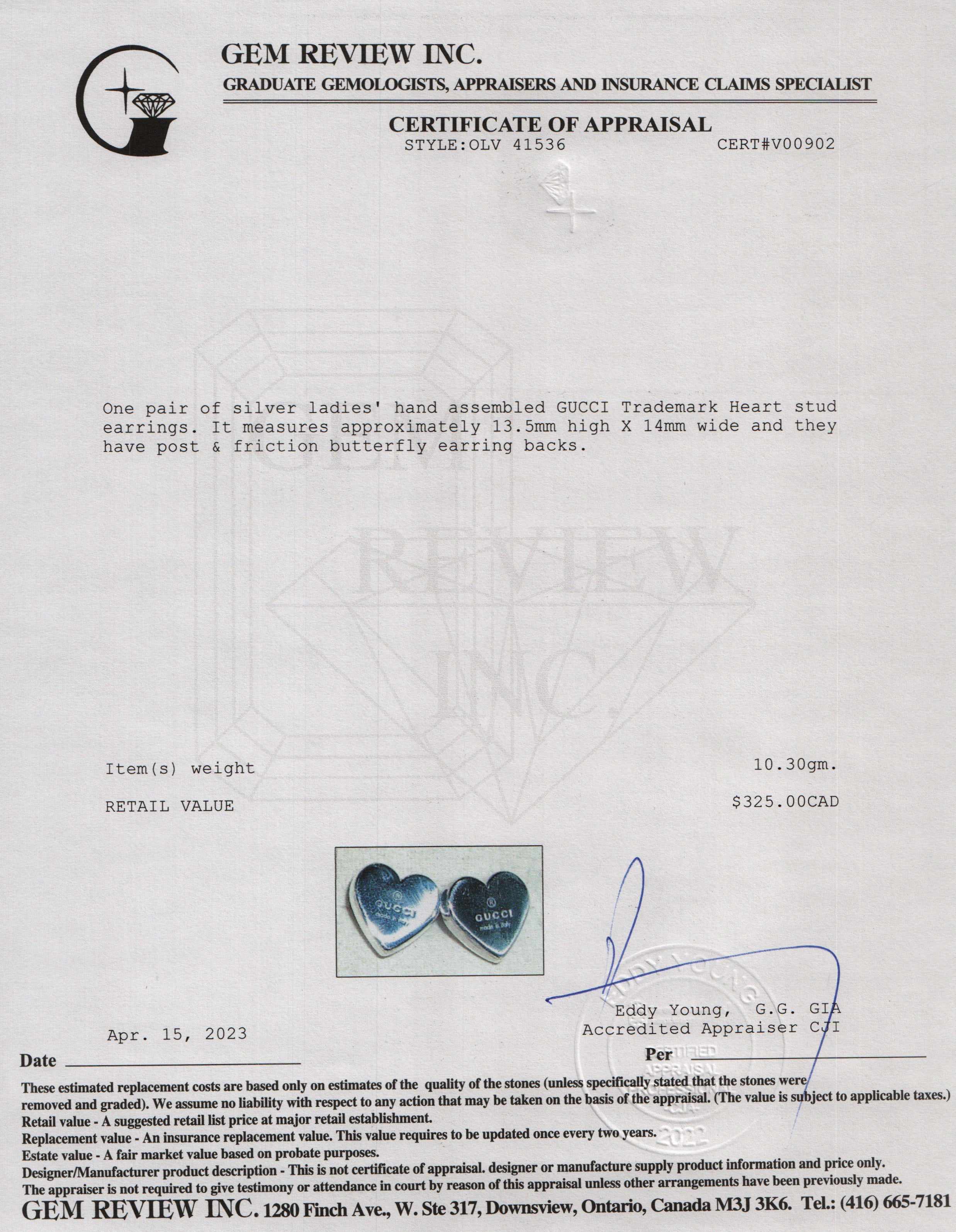 Gucci Trademark Heart Stud Earrings