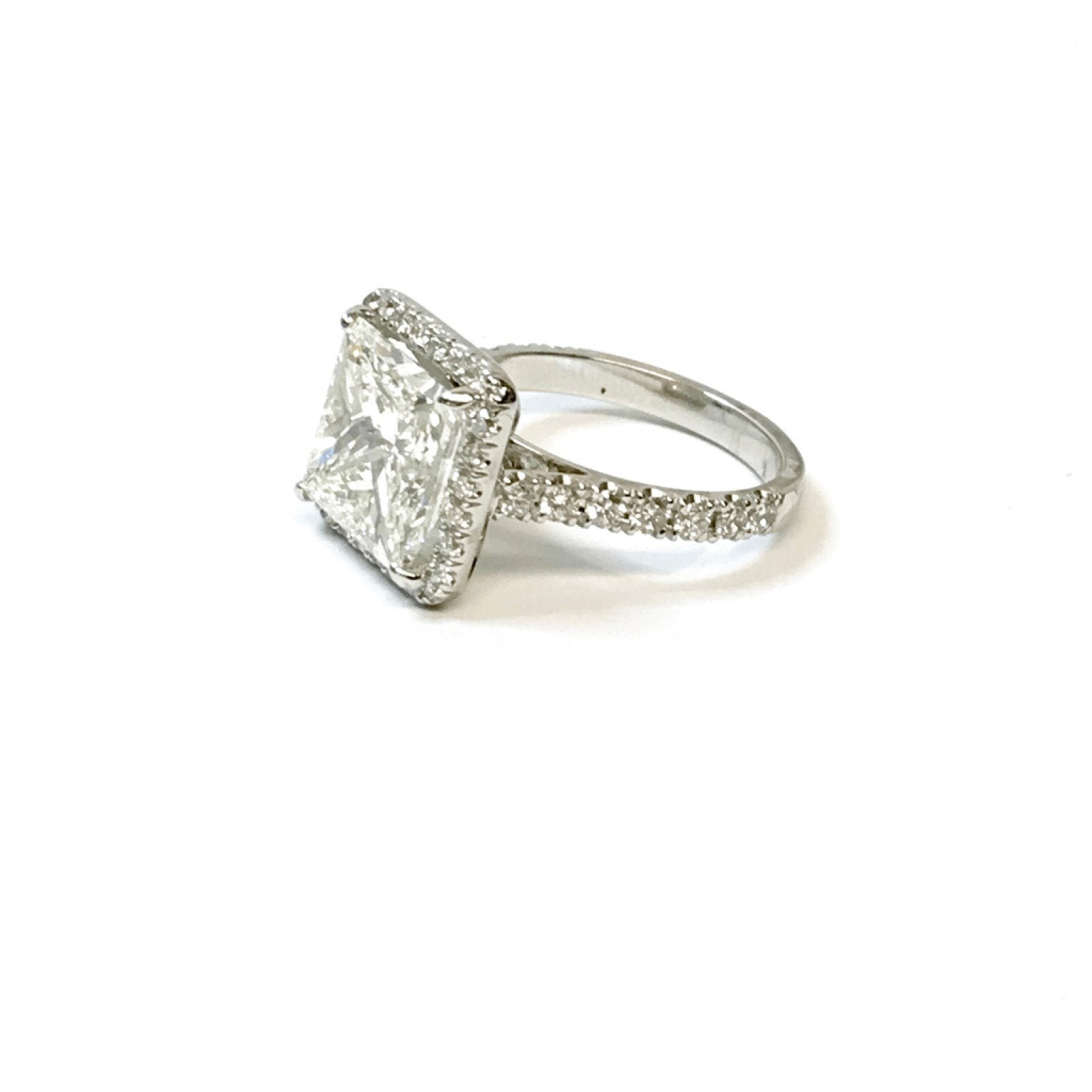 5.11ct Princess Cut Halo Design Diamond Engagement Ring