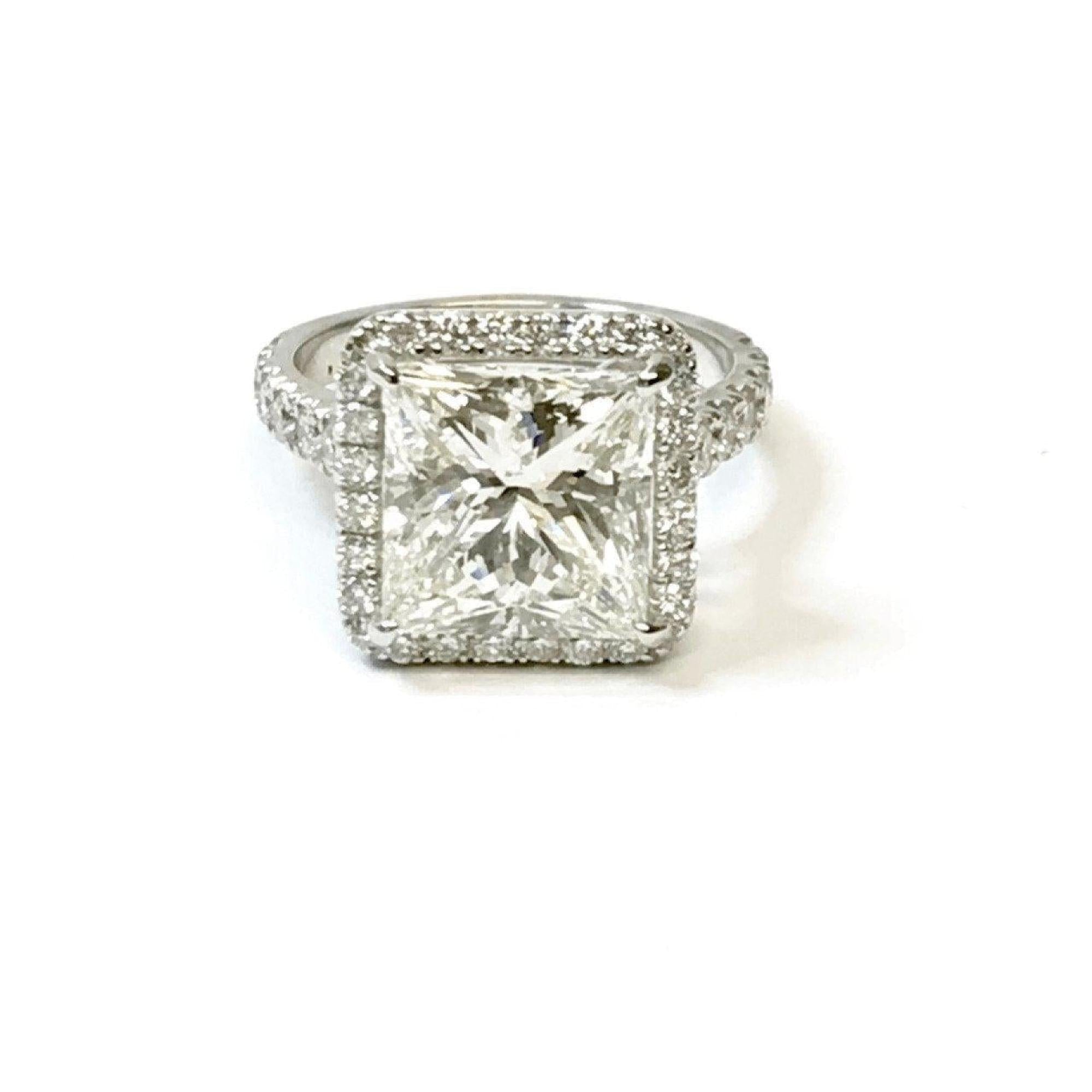 5.11ct Princess Cut Halo Design Diamond Engagement Ring