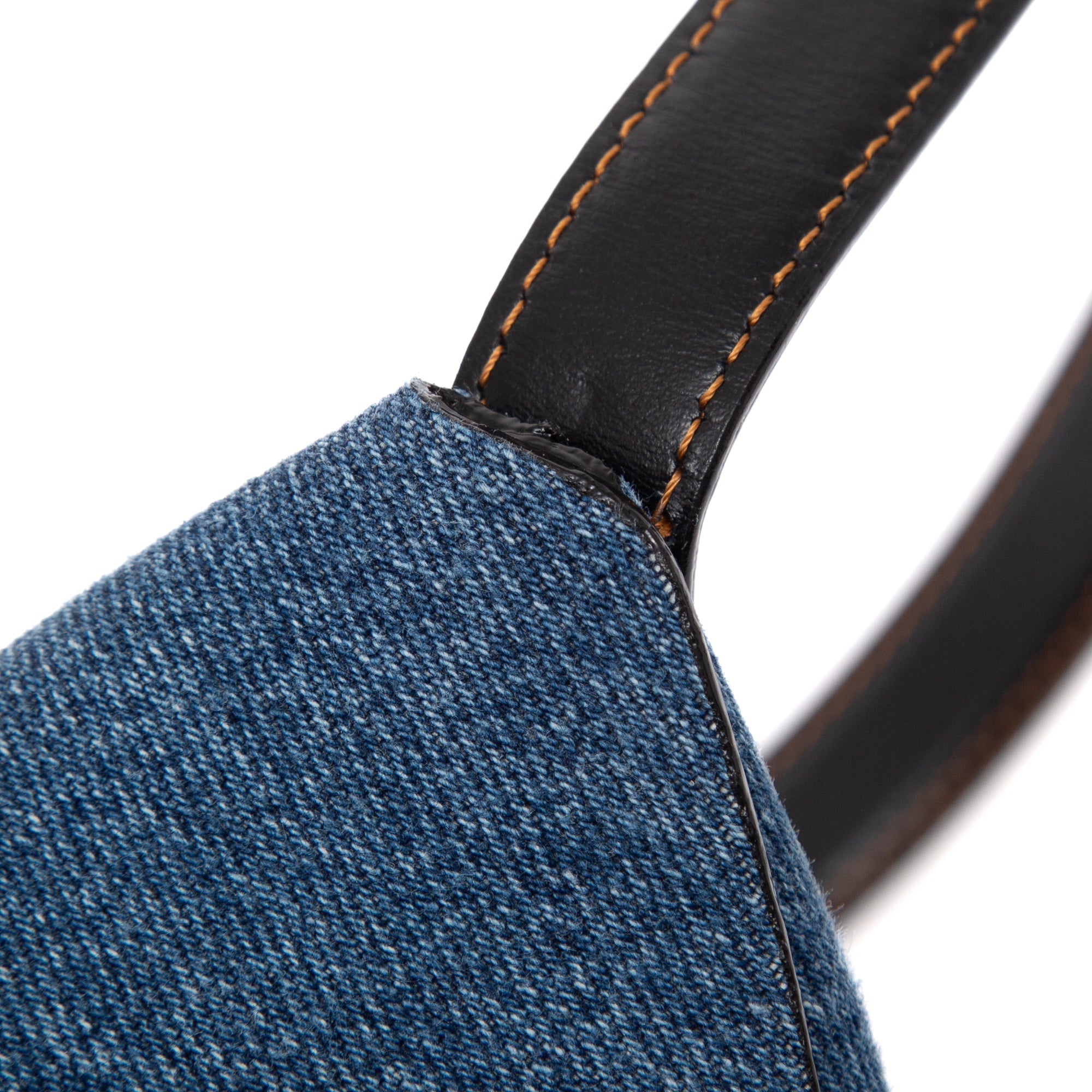 Alexander McQueen Denim The Curve Shoulder Bag w/ Box