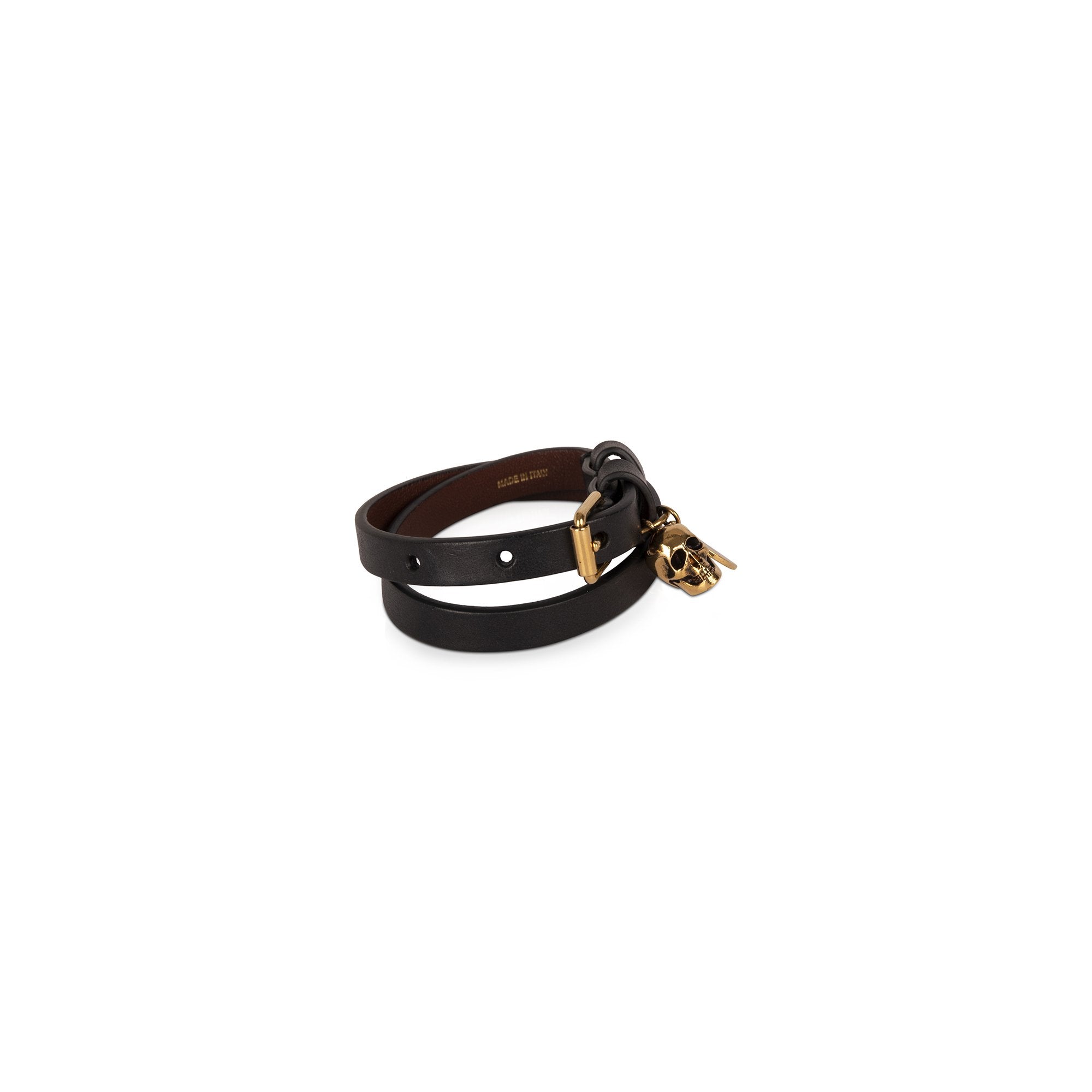 Alexander Mcqueen Double Wrap Leather Skull Bracelet w/ Box