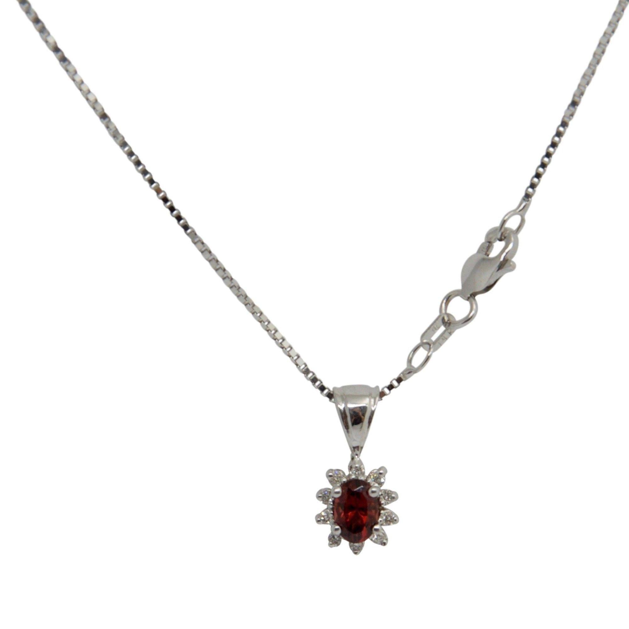 Almandite and Diamond Pendant Necklace