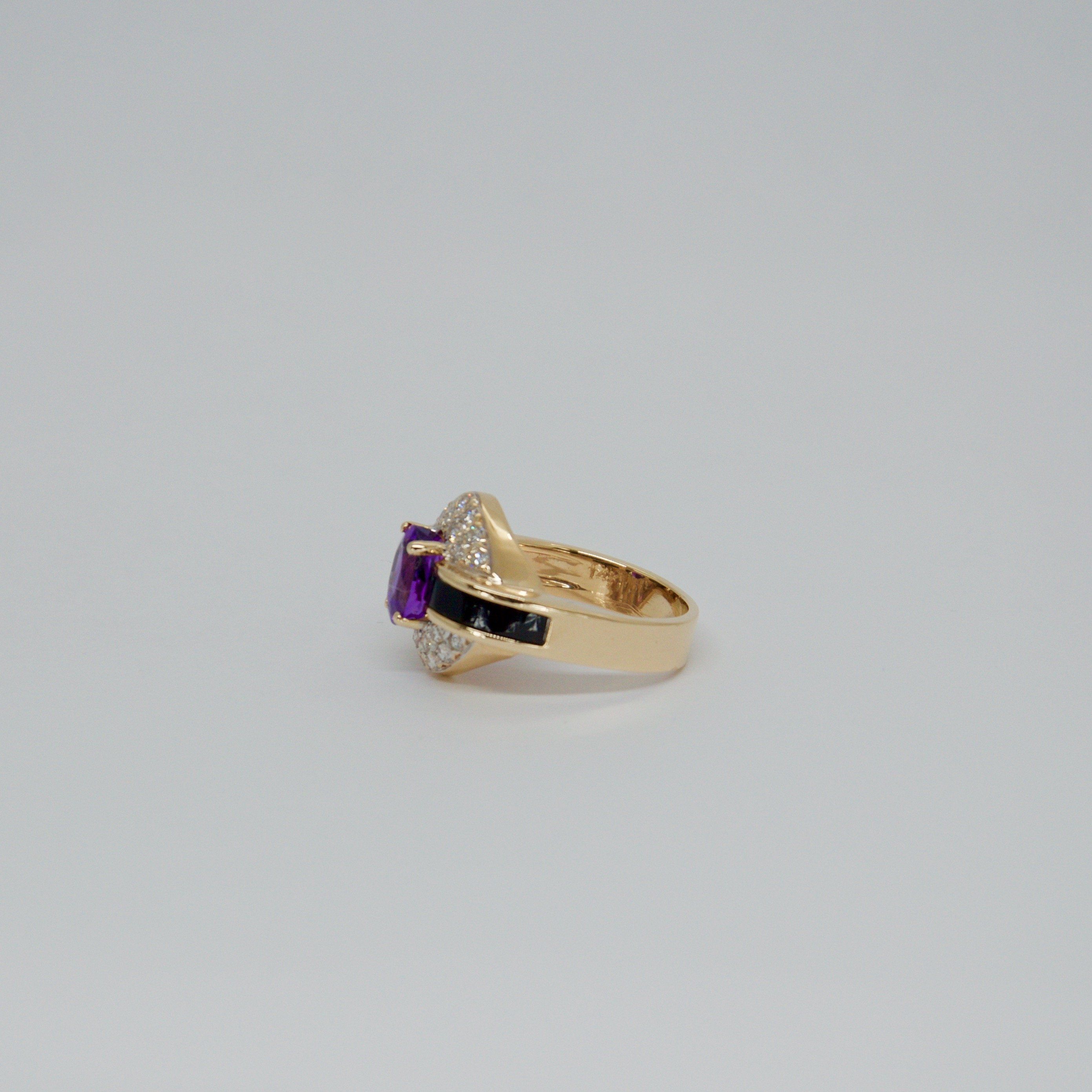 Amethyst and Diamond Cocktail Ring