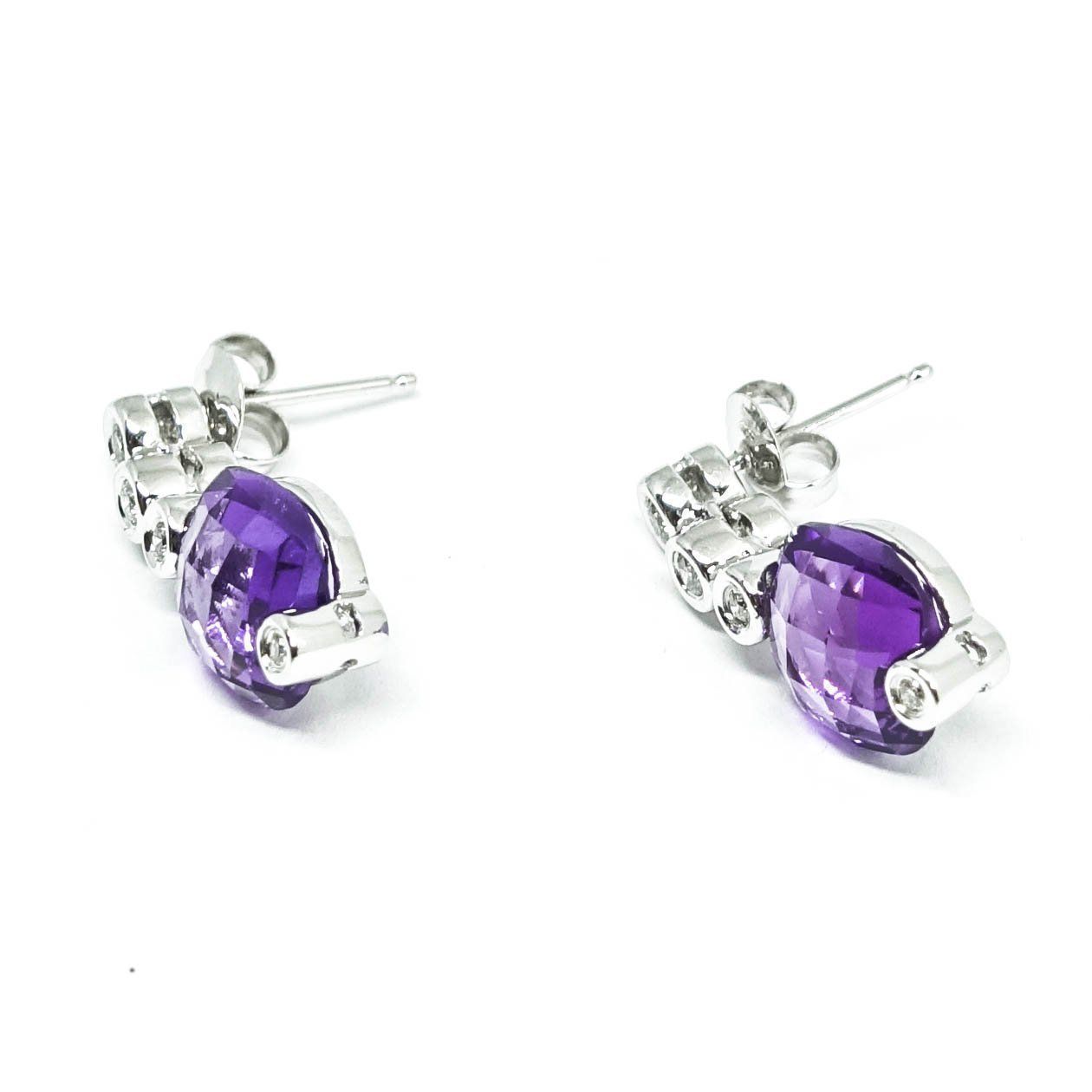 Amethyst and Diamond Drop Earrings
