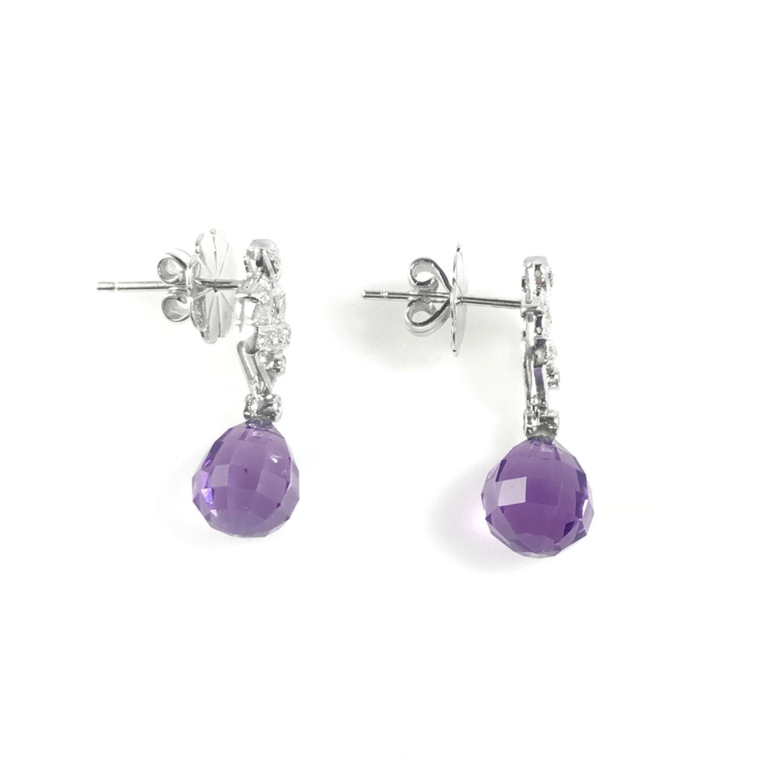 Amethyst and Diamond Drop Earrings