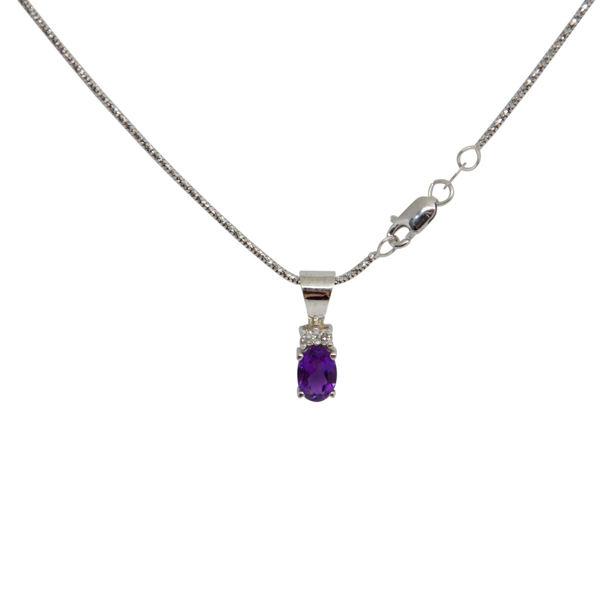 Amethyst and Diamond Pendant Necklace