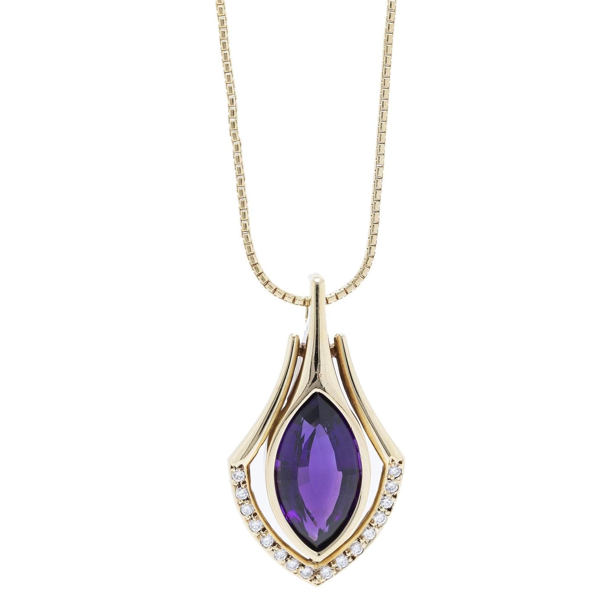 Amethyst and Diamond Pendant Necklace