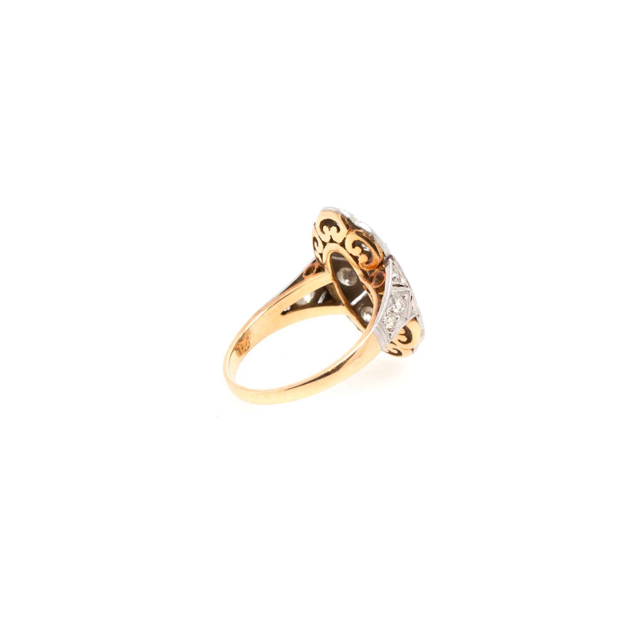 Antique 14k Yellow Gold-Platinum Diamond Ring