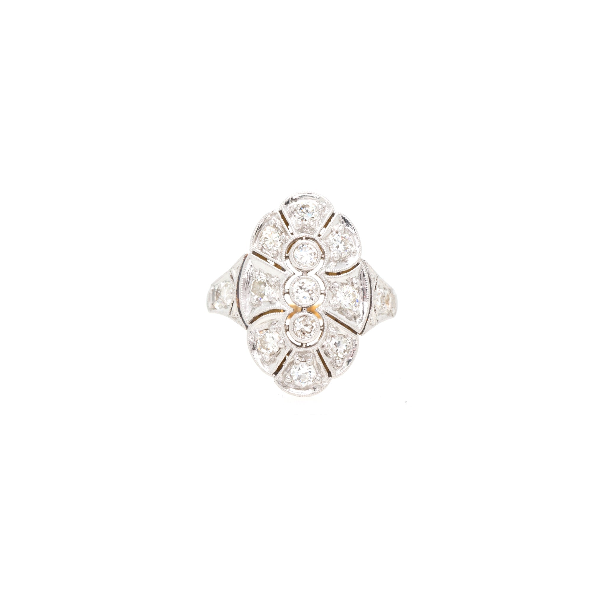 Antique 14k Yellow Gold-Platinum Diamond Ring