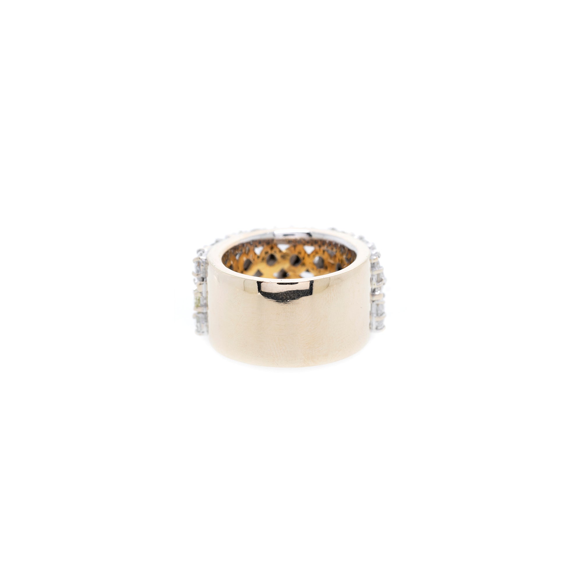 Antique 18k White Gold Three-Row Diamond Band Ring
