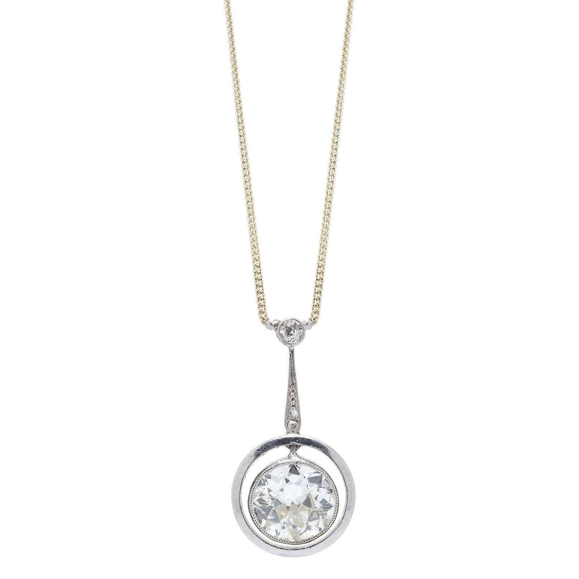 Antique 2.00 Ct. Diamond Drop Pendant Necklace