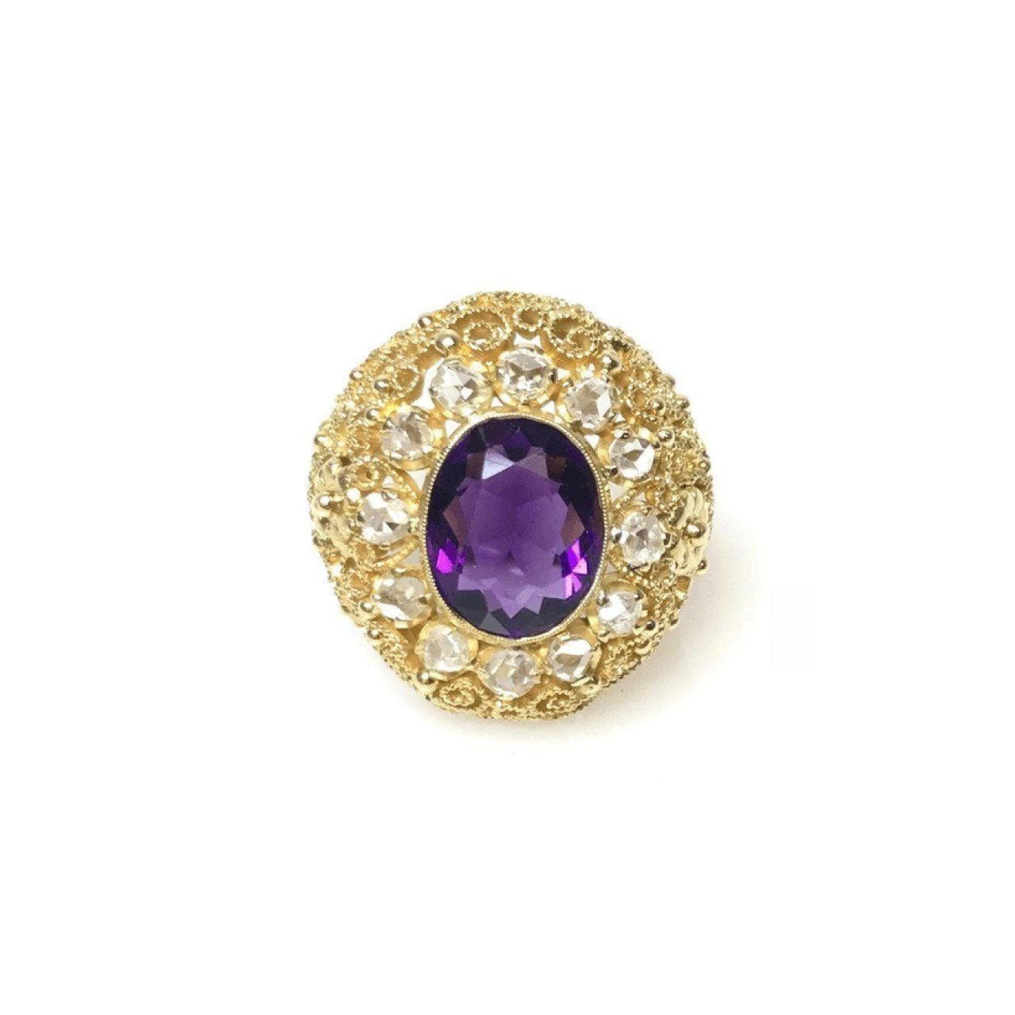 Antique Amethyst and Diamond Ring