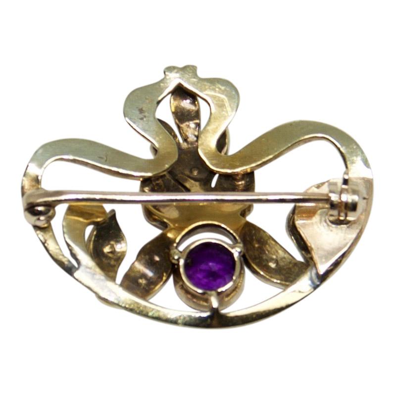 Antique Amethyst and Seed Pearl Brooch