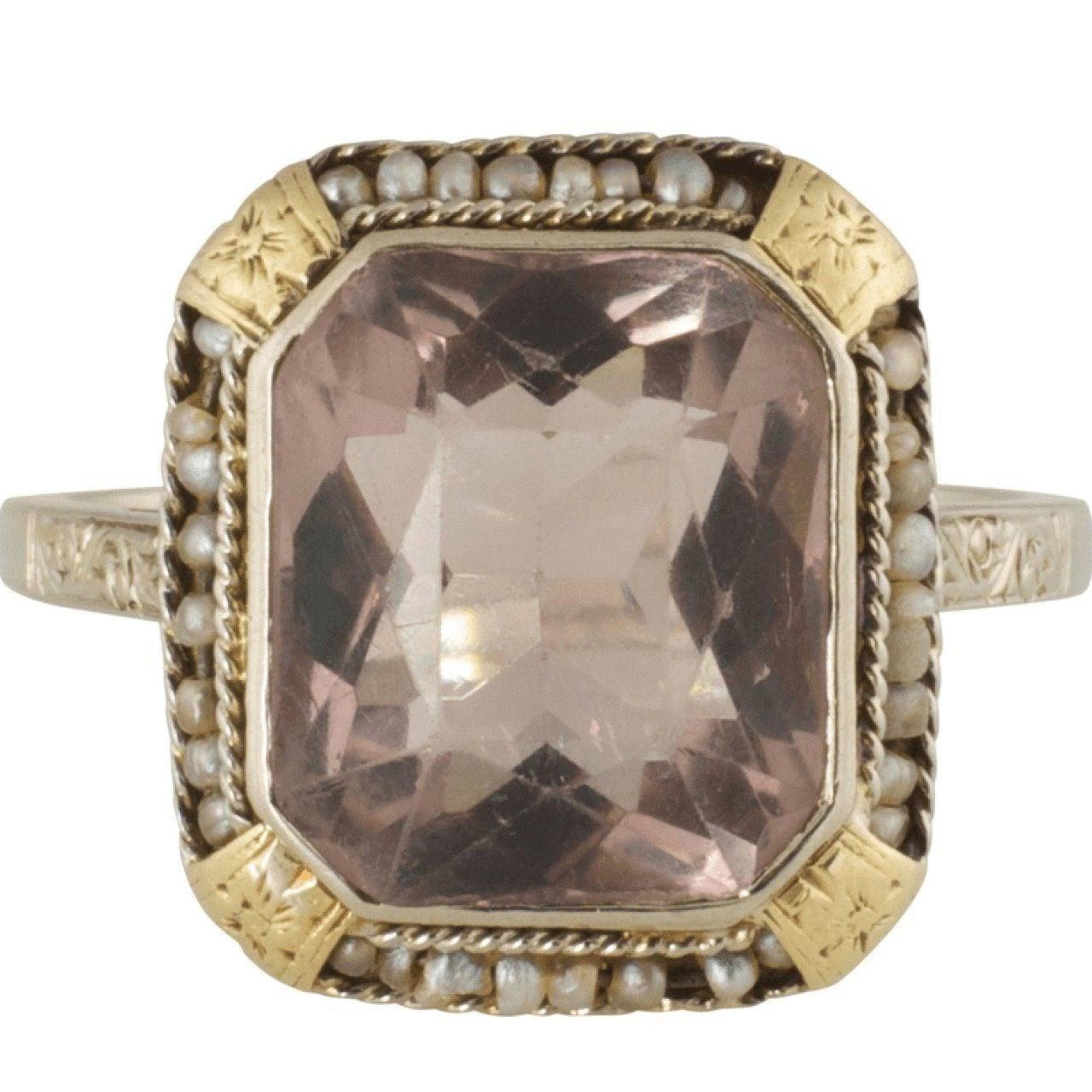 Antique Amethyst and Seed Pearl Ring