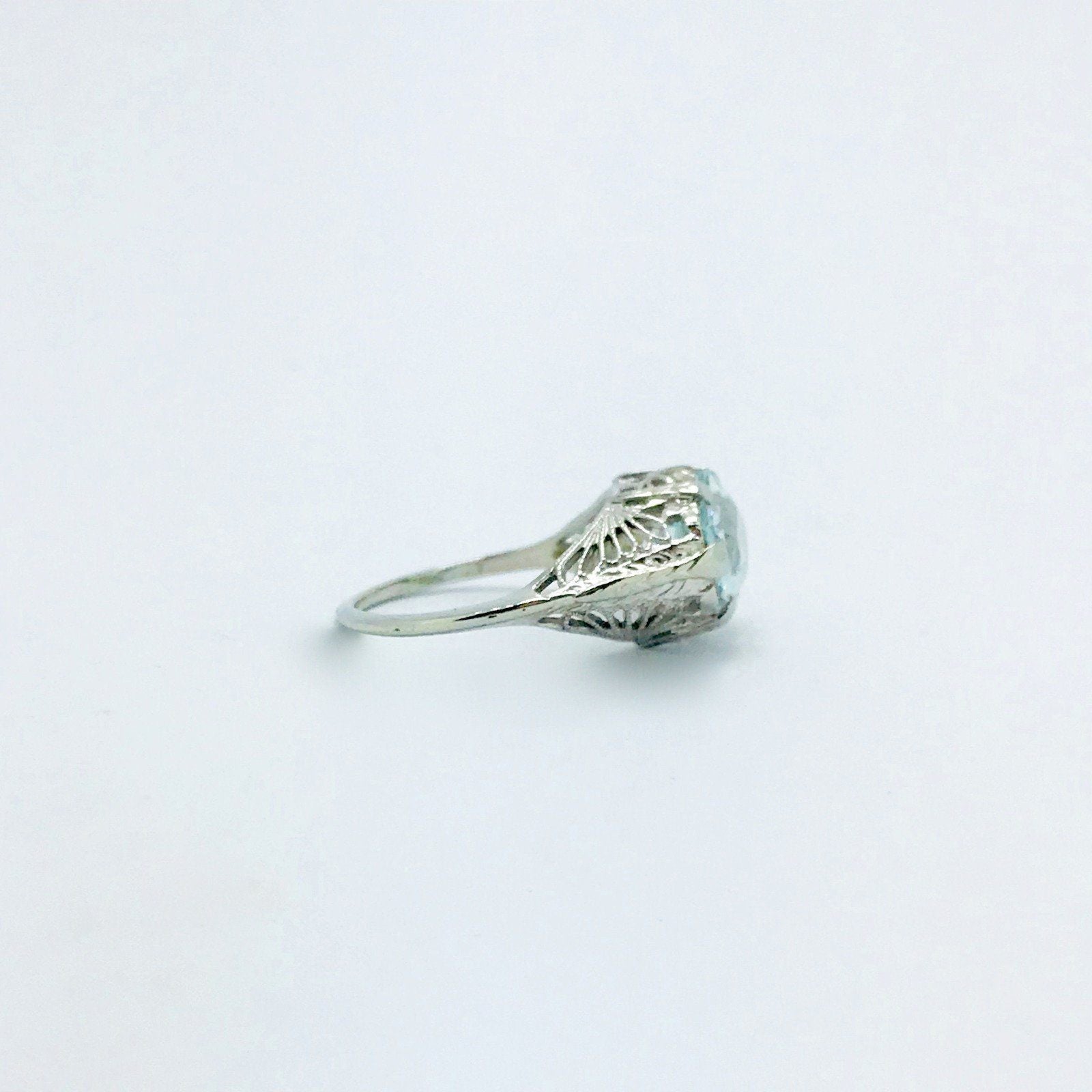 Antique Aquamarine Solitaire Ring