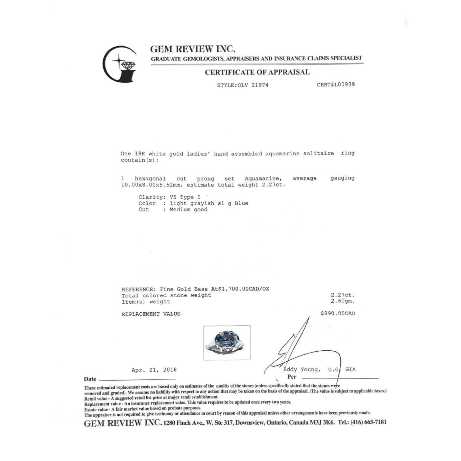 Antique Aquamarine Solitaire Ring