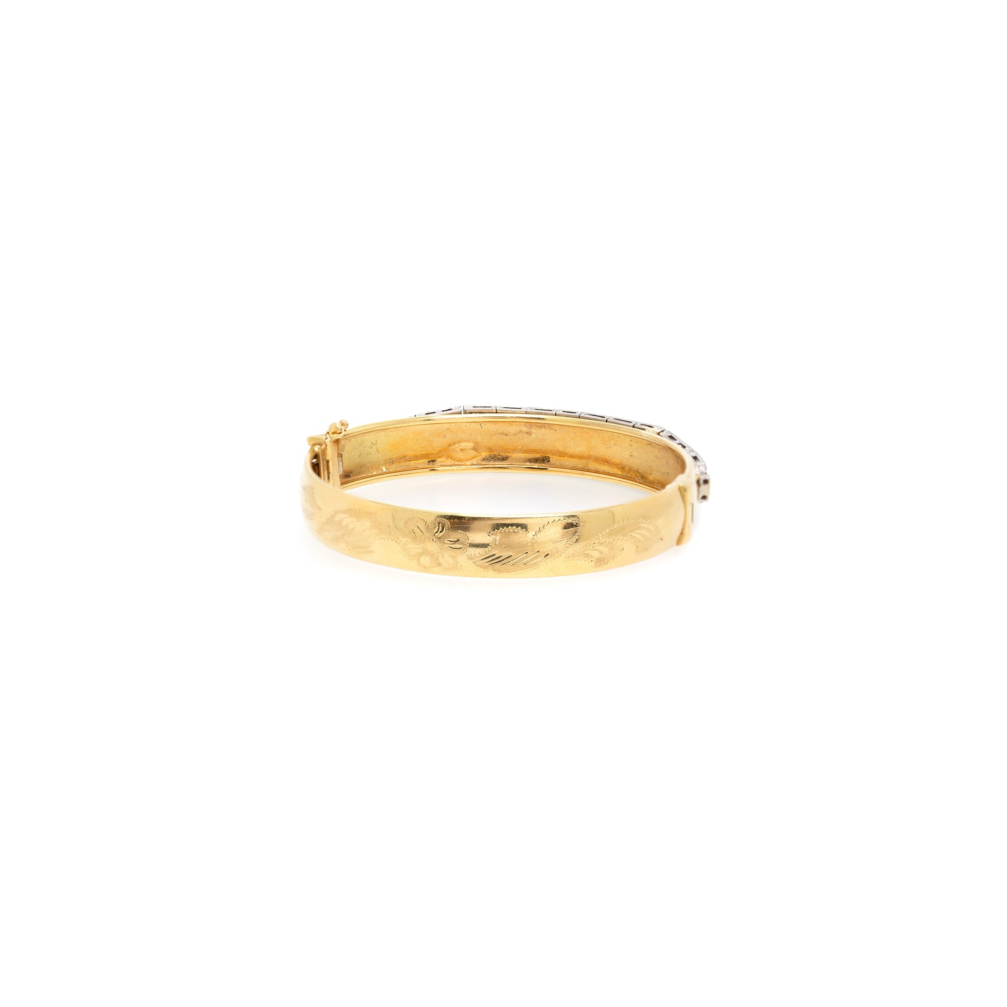 Antique Art Deco 18k Gold Diamond Bangle Bracelet