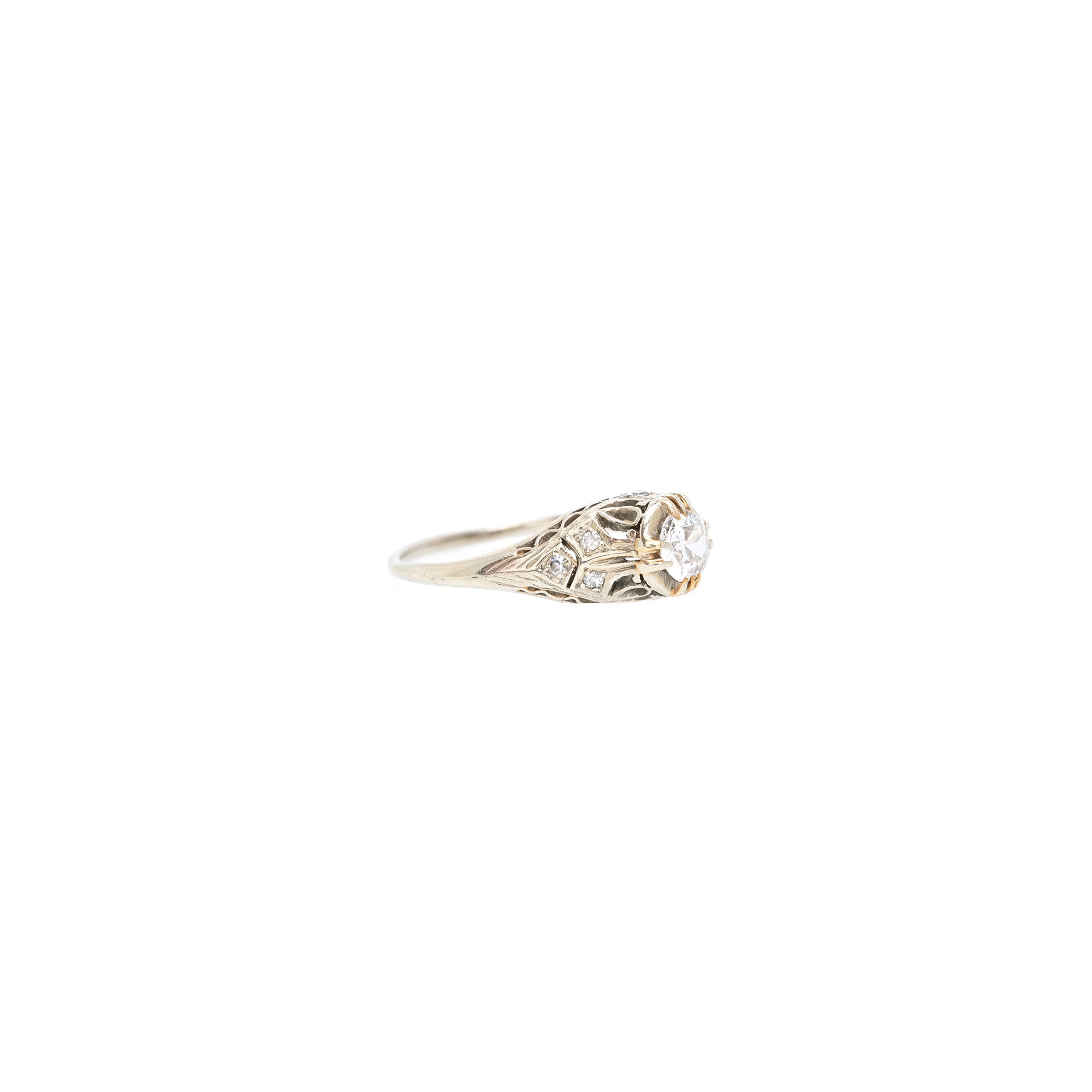 Antique Art Deco 18k White Gold Diamond Ring
