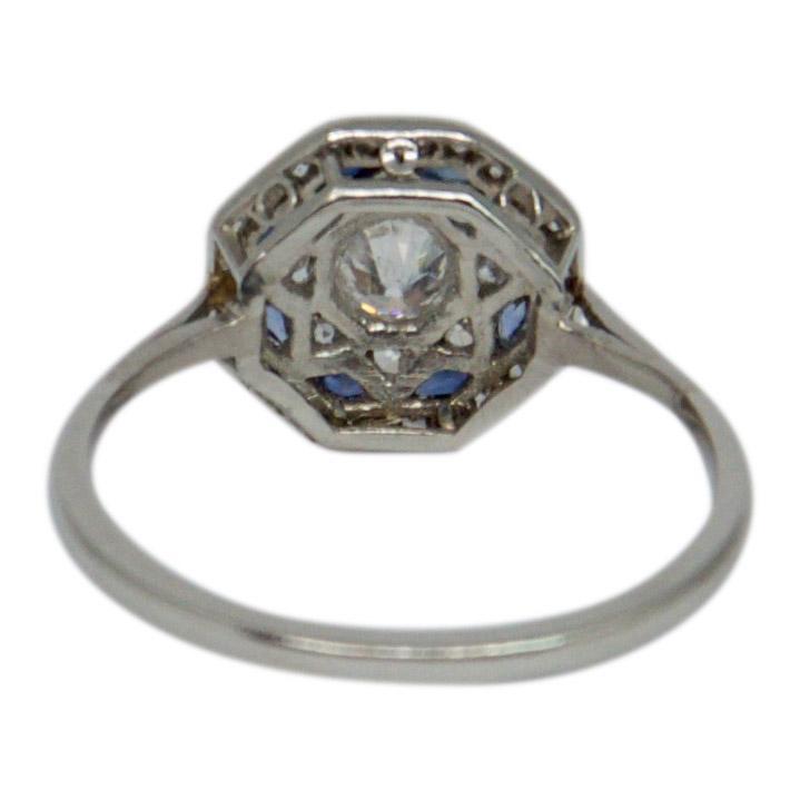 Antique Art Deco Diamond & Blue Sapphire Ring