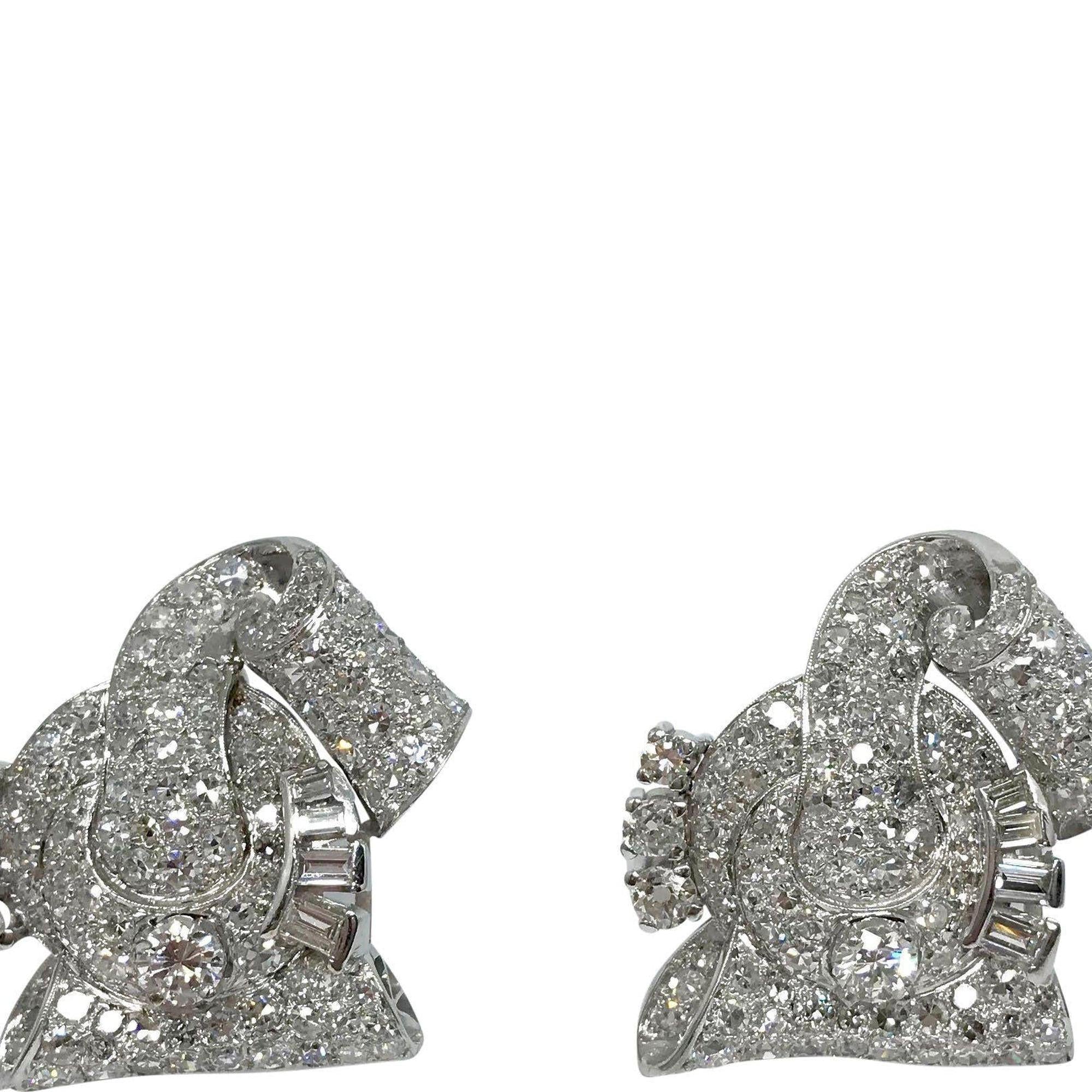 Antique Art Deco Diamond Clip-On Earrings