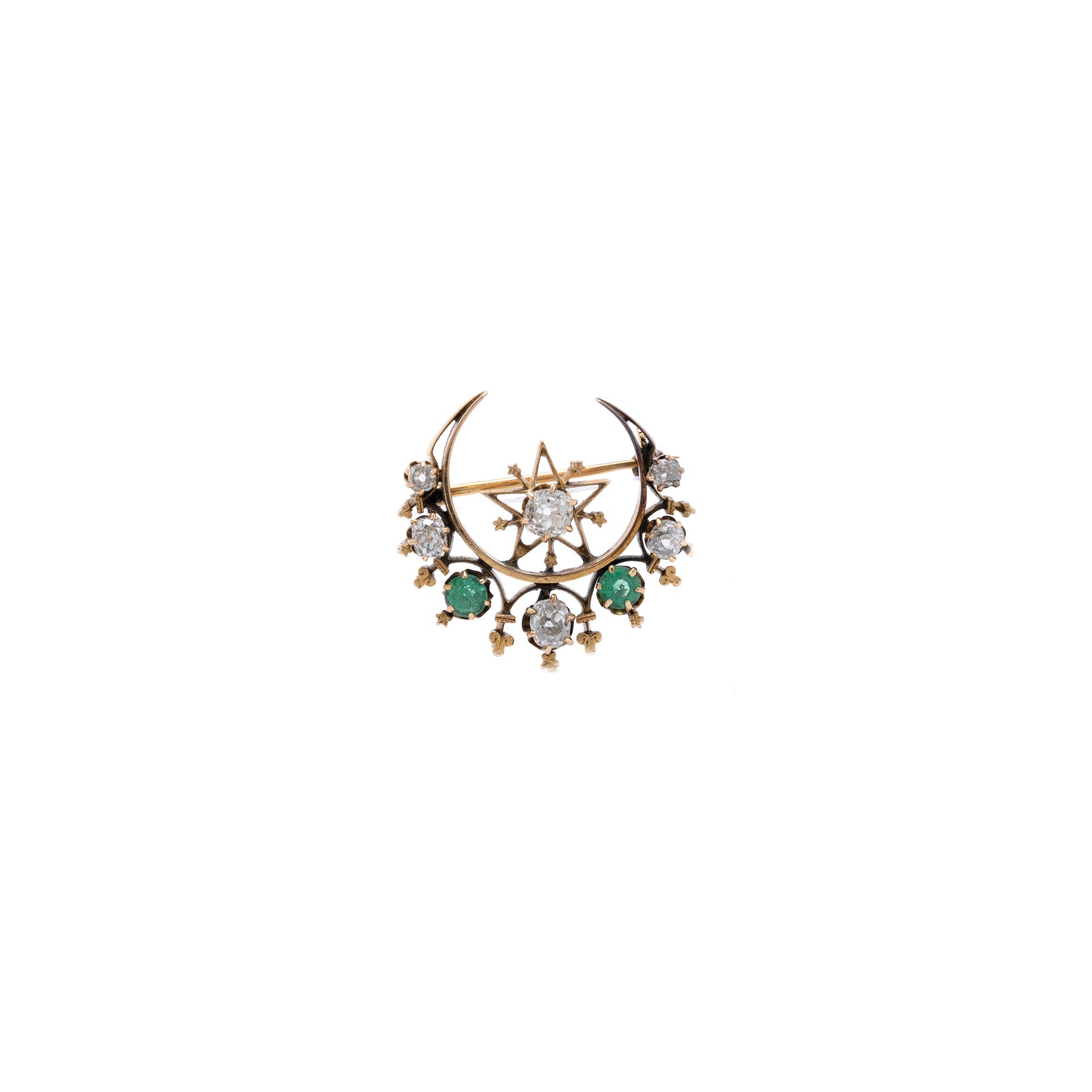 Antique Art Deco Diamond & Green Doublet Brooch