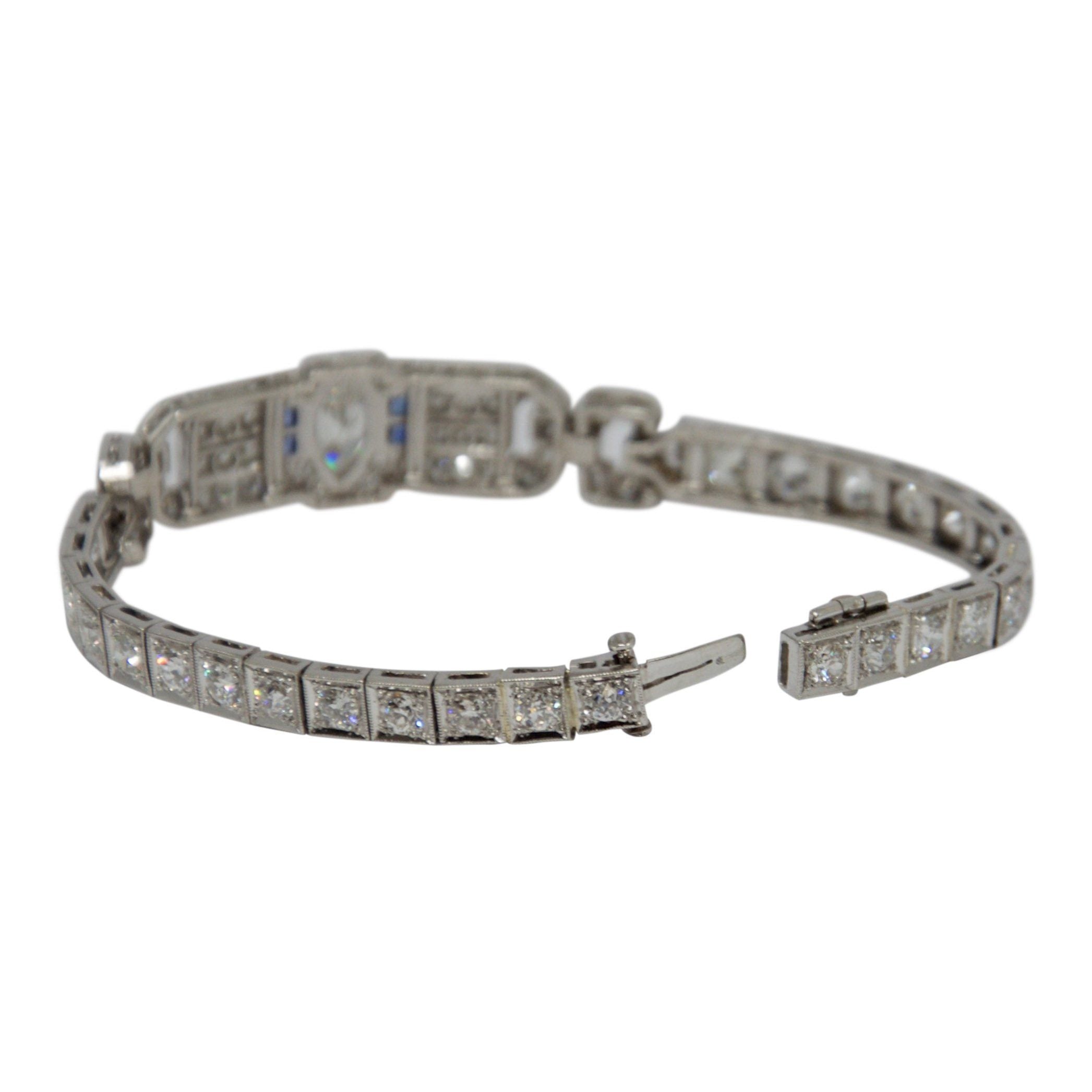 Antique Art Deco Diamond and Sapphire Bracelet