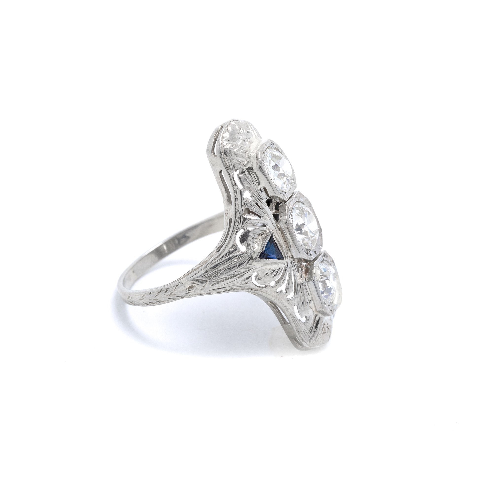 Antique Art Deco Three Stone Diamond Ring