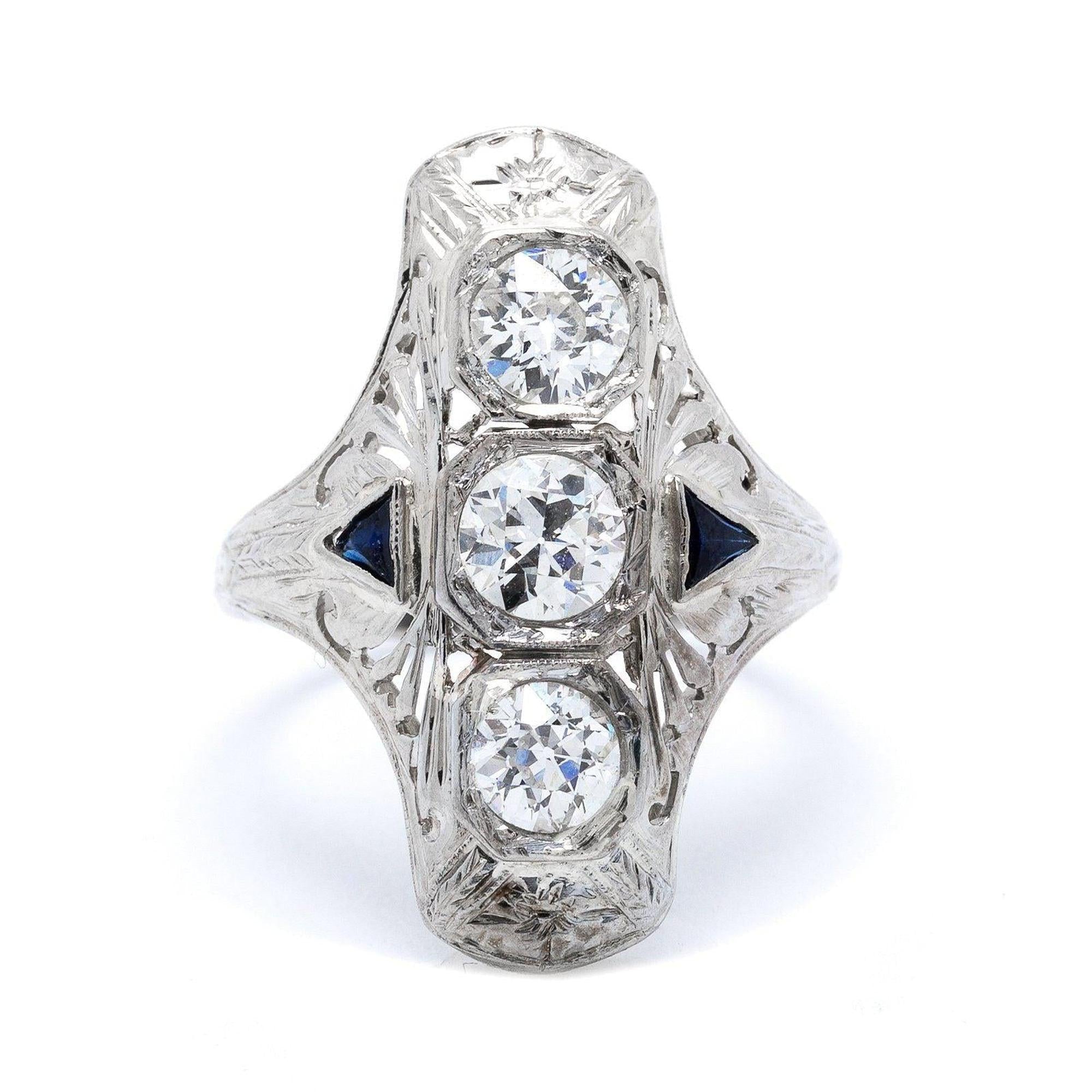 Antique Art Deco Three Stone Diamond Ring