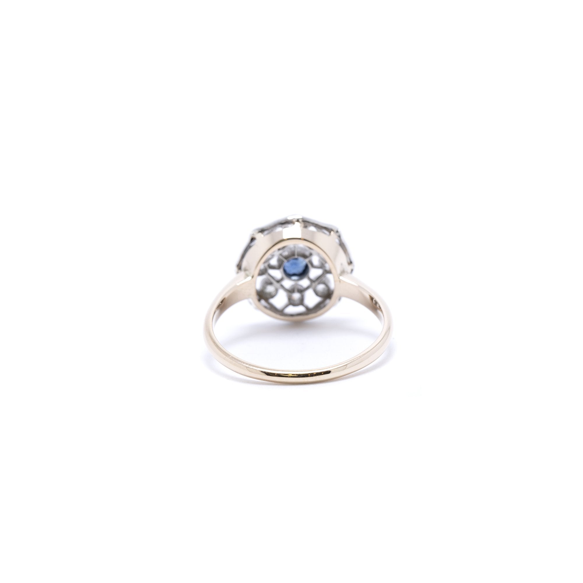 Antique Blue Sapphire & Diamond Cocktail Ring