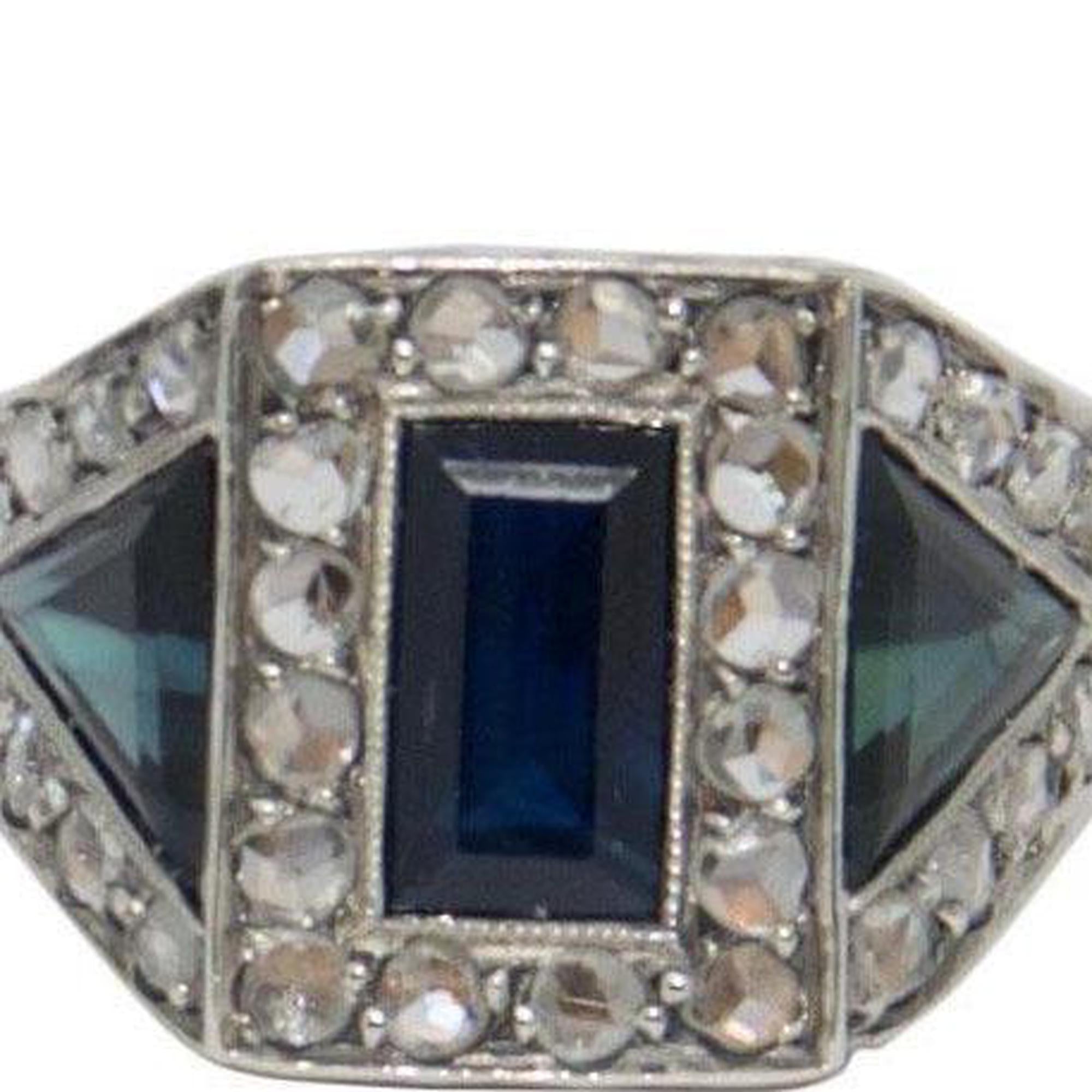 Antique Blue Sapphire & Rose Cut Diamond Ring